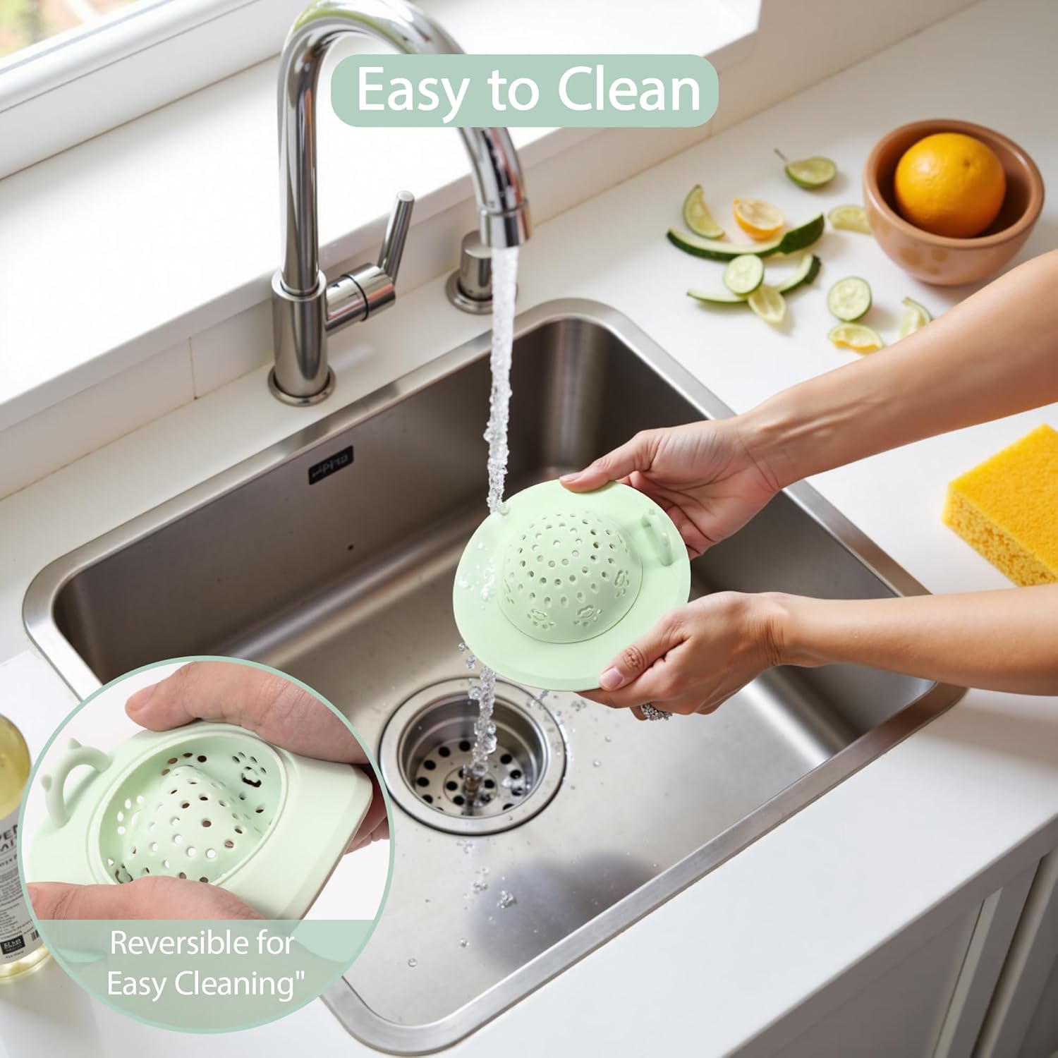 Li&Zhao Kitchen Sink Drain Strainer - 4 PCS Silicone Sink Strainer Drain Stopper Sink Plug 4.6˝ Diameter Rim Drain Catcher Kitchen Sink Drain Filter Basket (4 Colors)