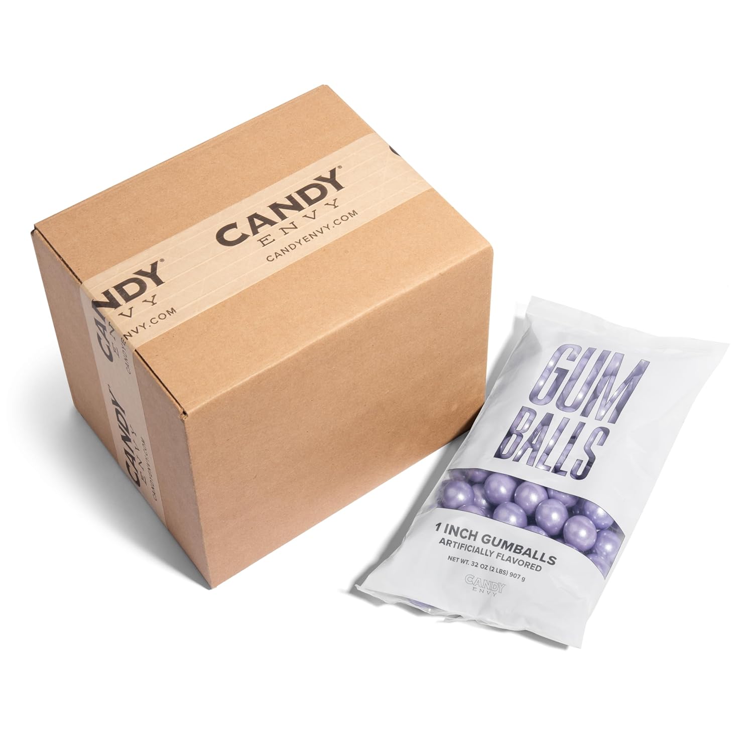 Candy Envy - Shimmer Lavender 1 Inch Gumballs - 2lb Bag - 6 Bags with Approximately 113 Gumballs Per Bag - North American Made & Kosher Certified