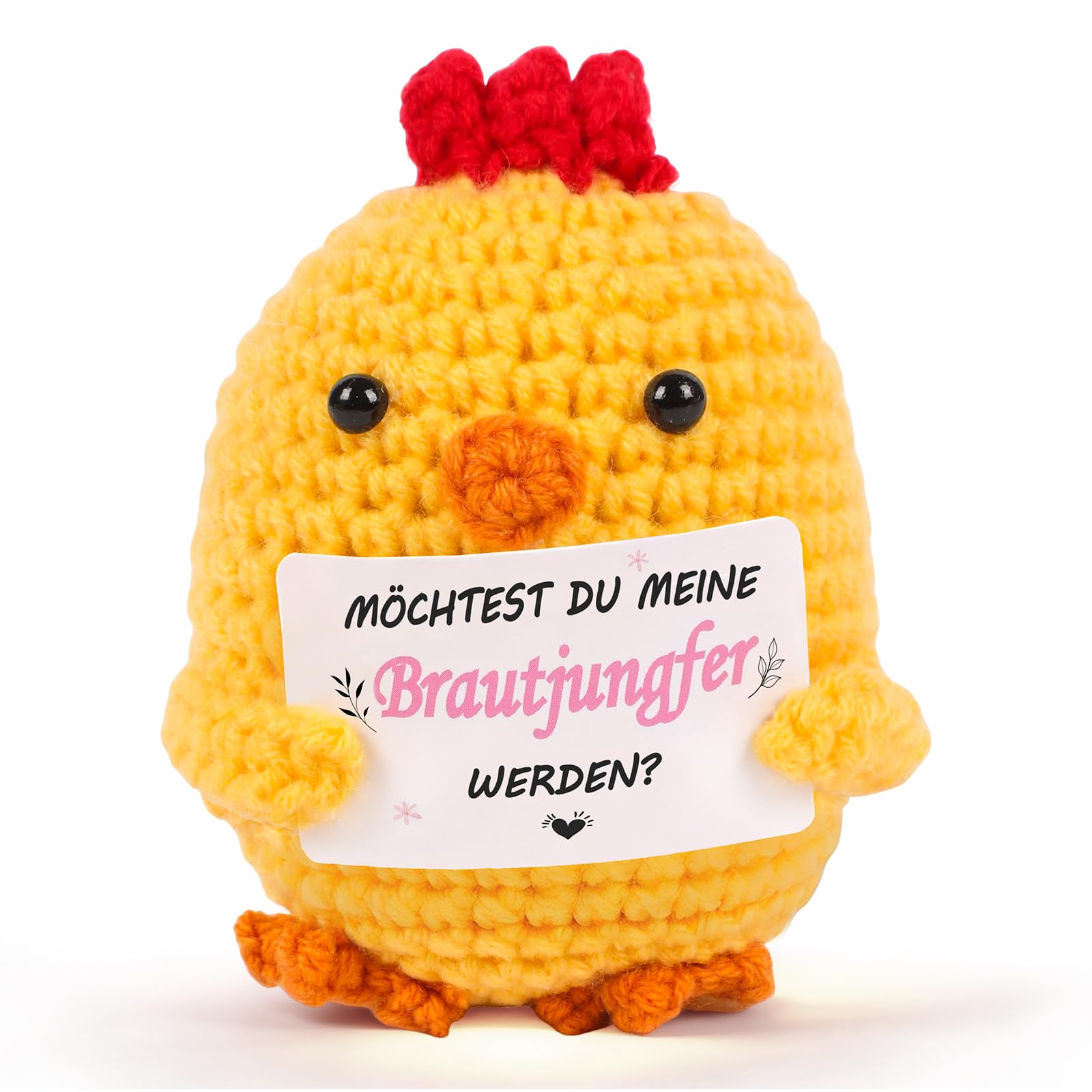 Seutgjie Brautjungfer Fragen Geschenk Positive Hug Strickwolle Huhn-Puppe - Willst du Meine Trauzeugin Sein