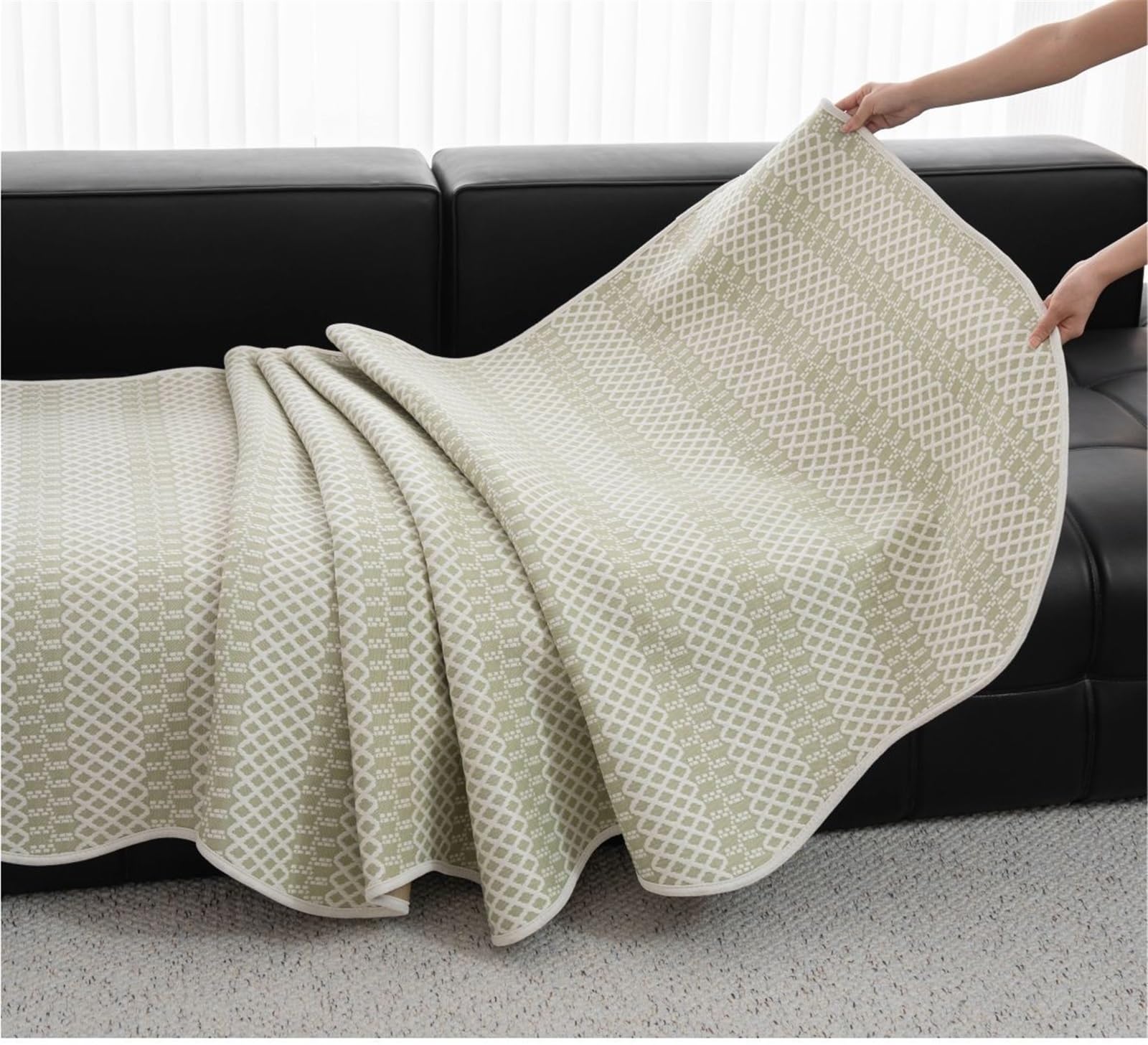 Estera Sofá Lujo Seda Hielo Antideslizante | Funda asiento sofá Protector muebles lavable rayas silicona alta densidad una pieza tacto suave
