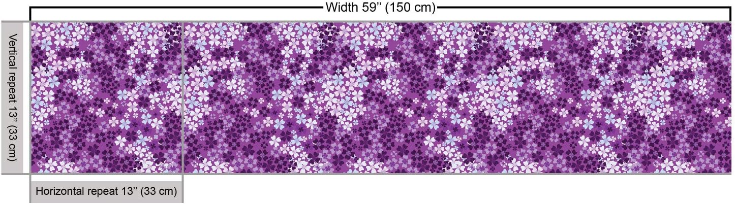 Ambesonne Flower Fabric by The Yard, Lilac Flowers Blossoms in Spring Romantic Meadow Happy Fun Countryside Print, Decorative Fabric for Upholstery and Home Accents, 2 Yards, Purple Blue