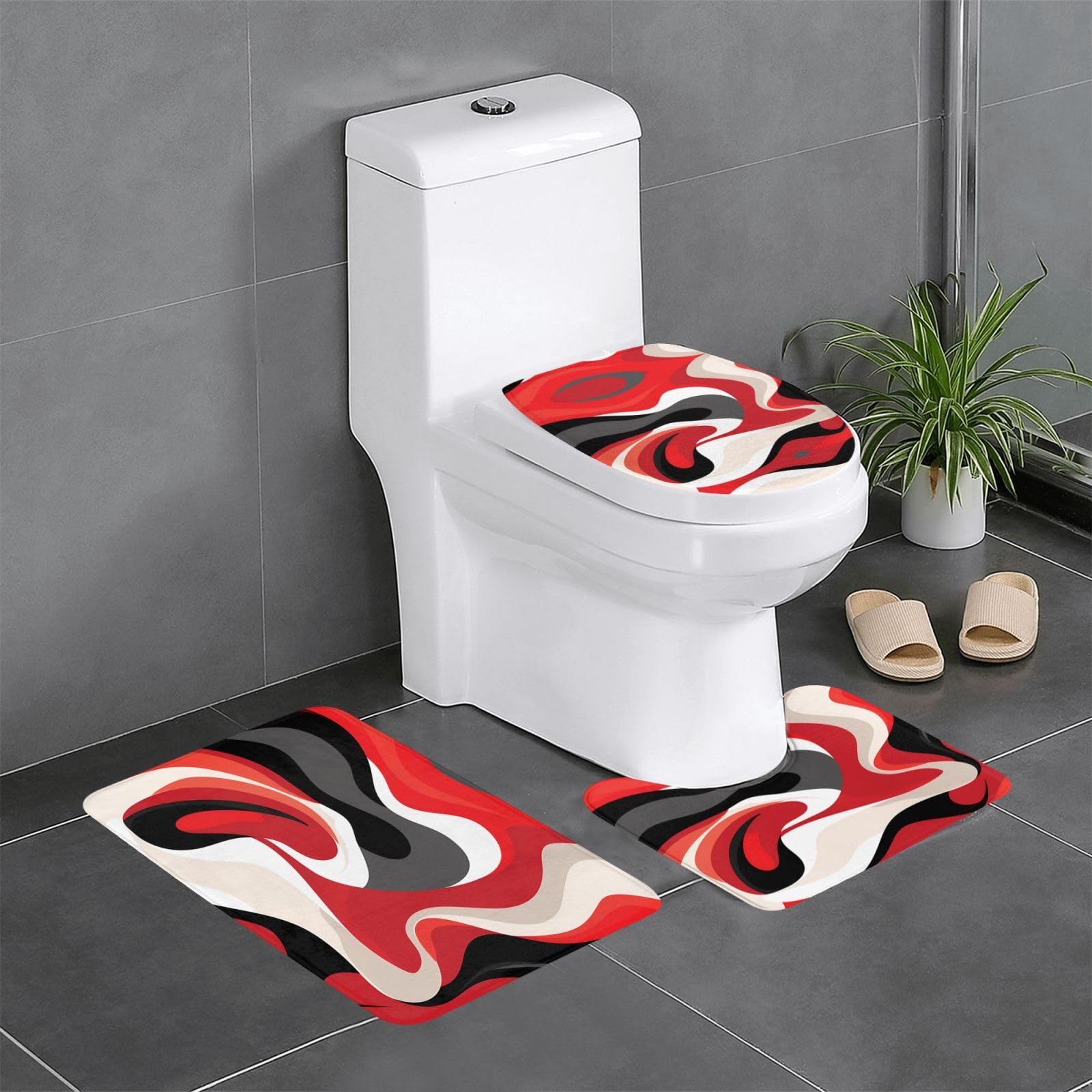 Tapis de salle de bain antidérapant lot de 3 pour éviter les glissades sur carrelage de WC