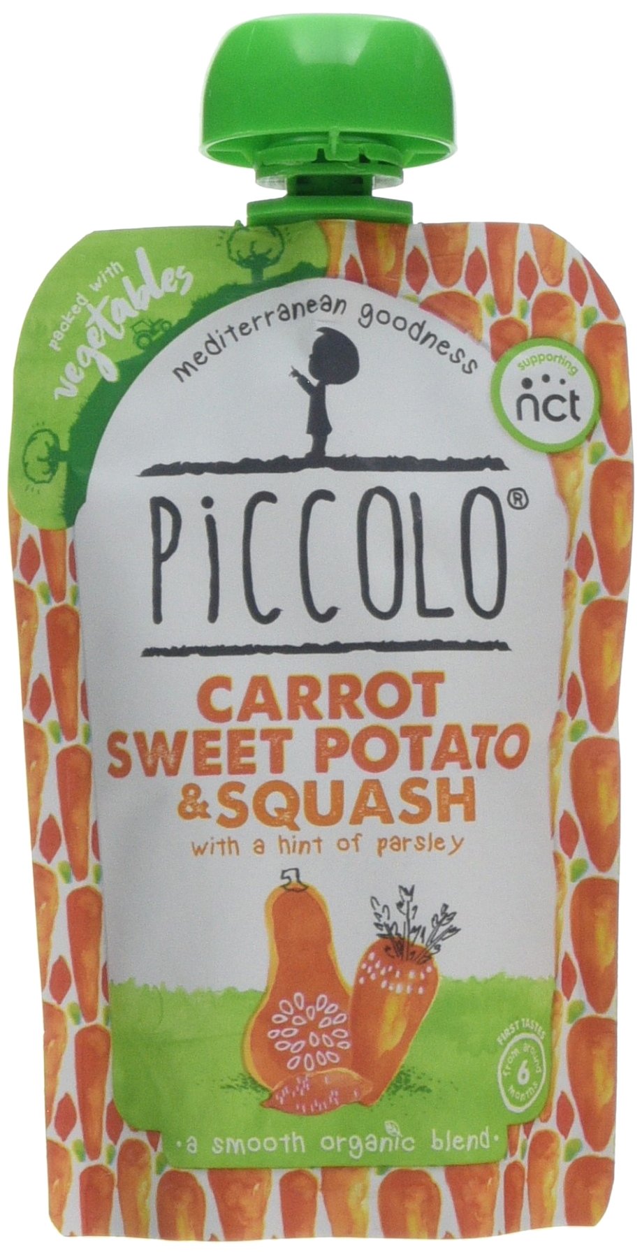 Piccolo - Stage 1 - Organic Baby Food - Carrot, Squash and Sweet Potato - 100 grams - Gluten Free, Smooth 6 Months+