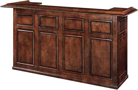 RAM Game Room Dry Bar with mini fridge pocket, 84", Chestnut