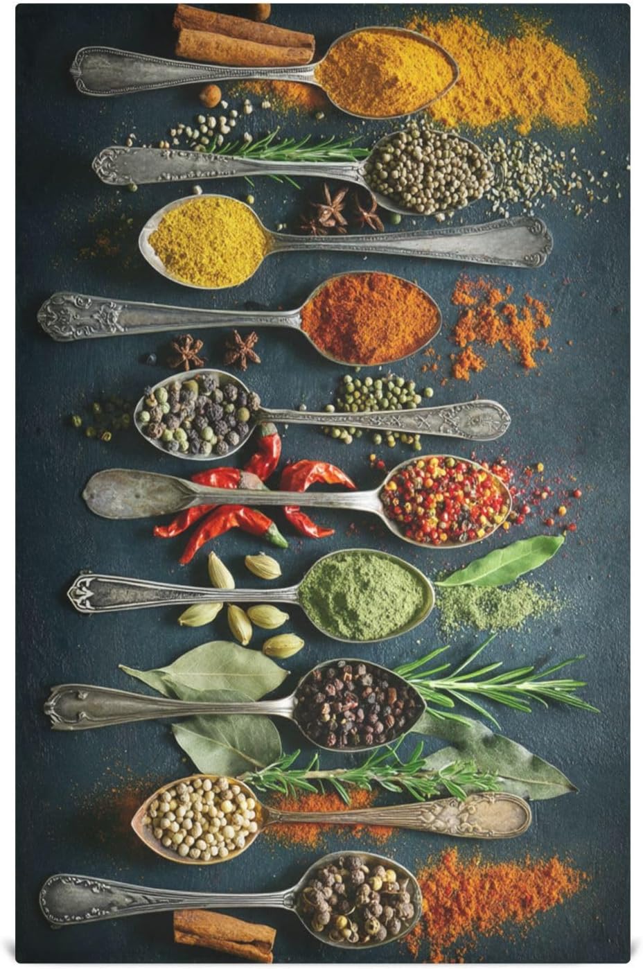 Cooking Herbs Spices Hand Bath Towels Kitchenware Utensils Spoon Kitchen Dish Towel Set 4 Pack Bath Towel Dishcloths Tea Bar Towels 18 x 28 IN Cleaning Cloths Soft Absorbent Fast Drying for Bathroom