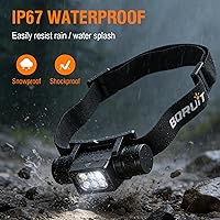 Vista 6 de BORUIT Headlamp with Red Green Light, Head Lamps Led Rechargeable Super Bright 1000 lumens, 180° Adjustable Head Light, 7 Modes, IP67 Waterproof for