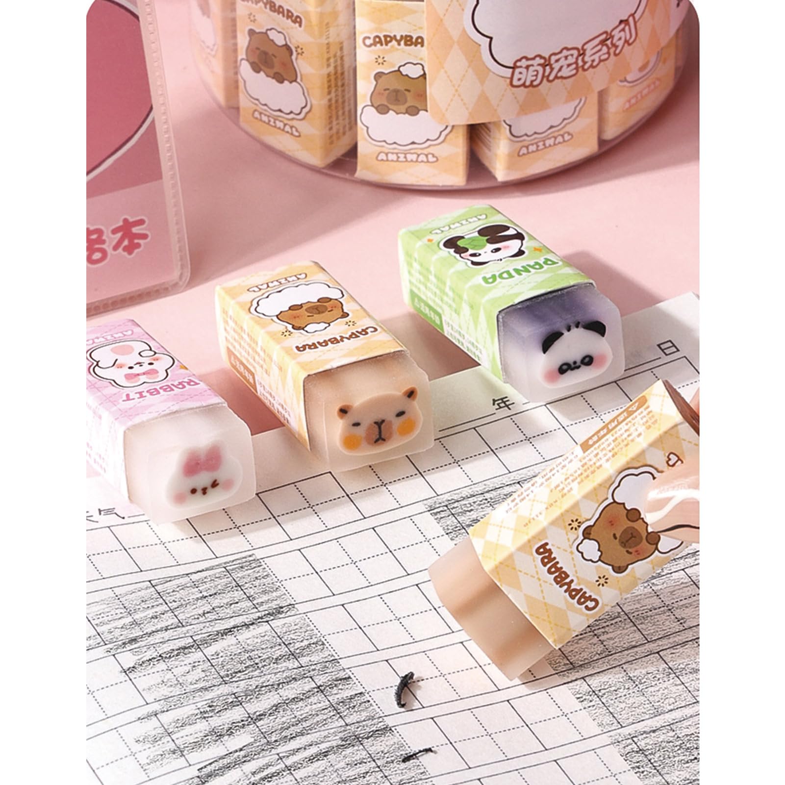 30 szt. uroczych gumek z kreskówki, zwierzę, kawaii, 3D, gumka do ołówków, dla uczniów, dziewcząt, dzieci, chłopców, kobiet, szkolne artykuły biurowe, mała gumka, opakowanie prezentowe (zwierzę)