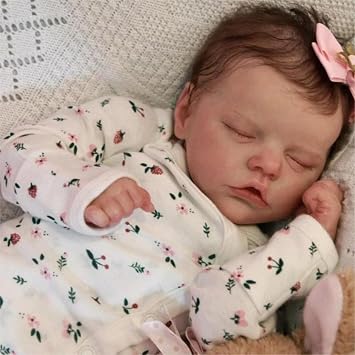 18 inch Lifelike Reborn Doll Full Body Silicone Girl Sleeping Newborn Baby Dolls Realistic Babies Looks Life Like Baby Cute Dolls Closed Eyes for 6 Year Old Girls Gifts