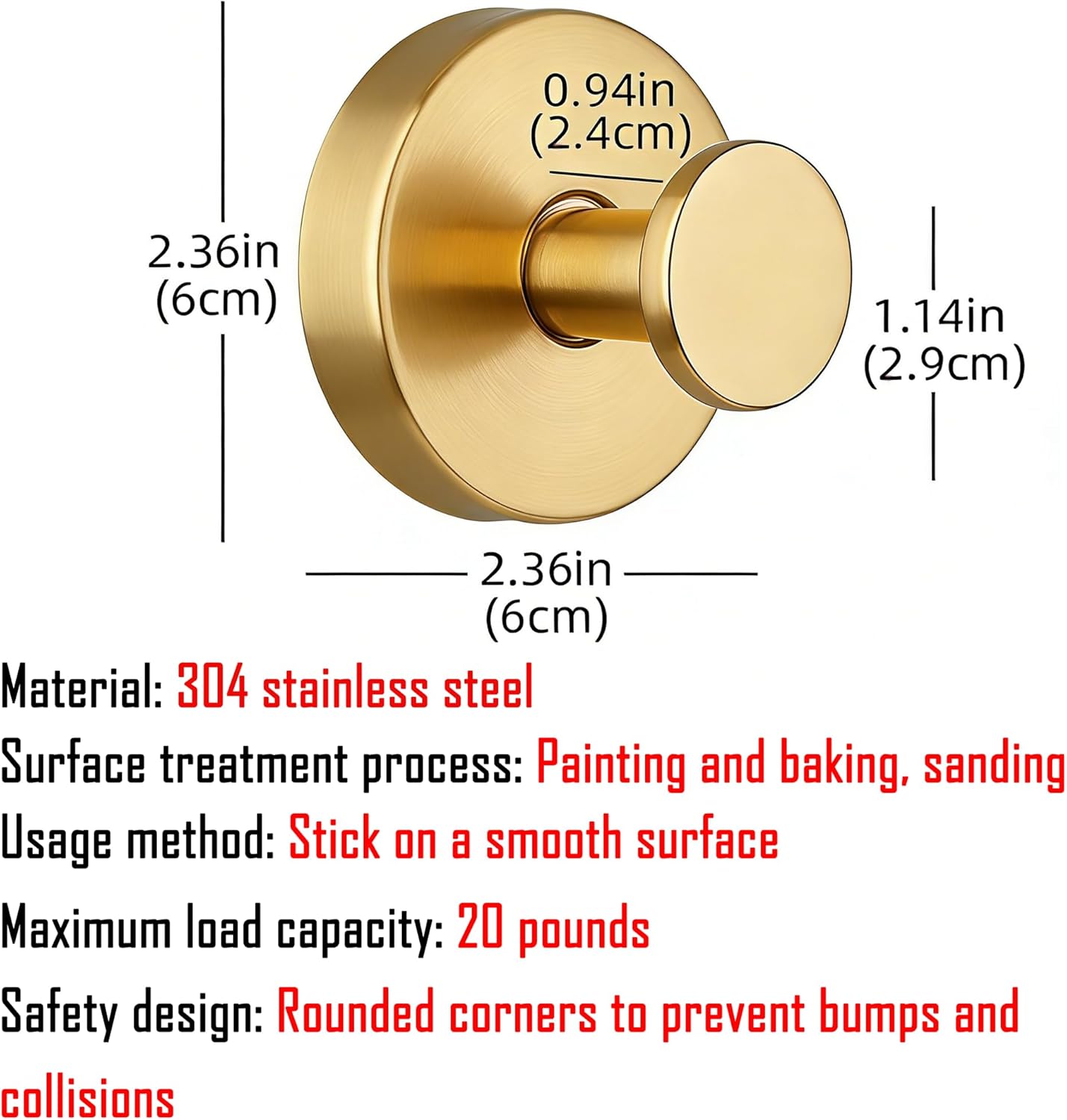 Towel Hooks for Bathrooms, 2 Packs Wall Mount Towel Holder, Wall Hooks, Bathroom Hooks for Towels, Towel Hooks, Hand Towel Holder, Hooks for Hanging up to 18 lbs(Brushed Satin Gold) (4)