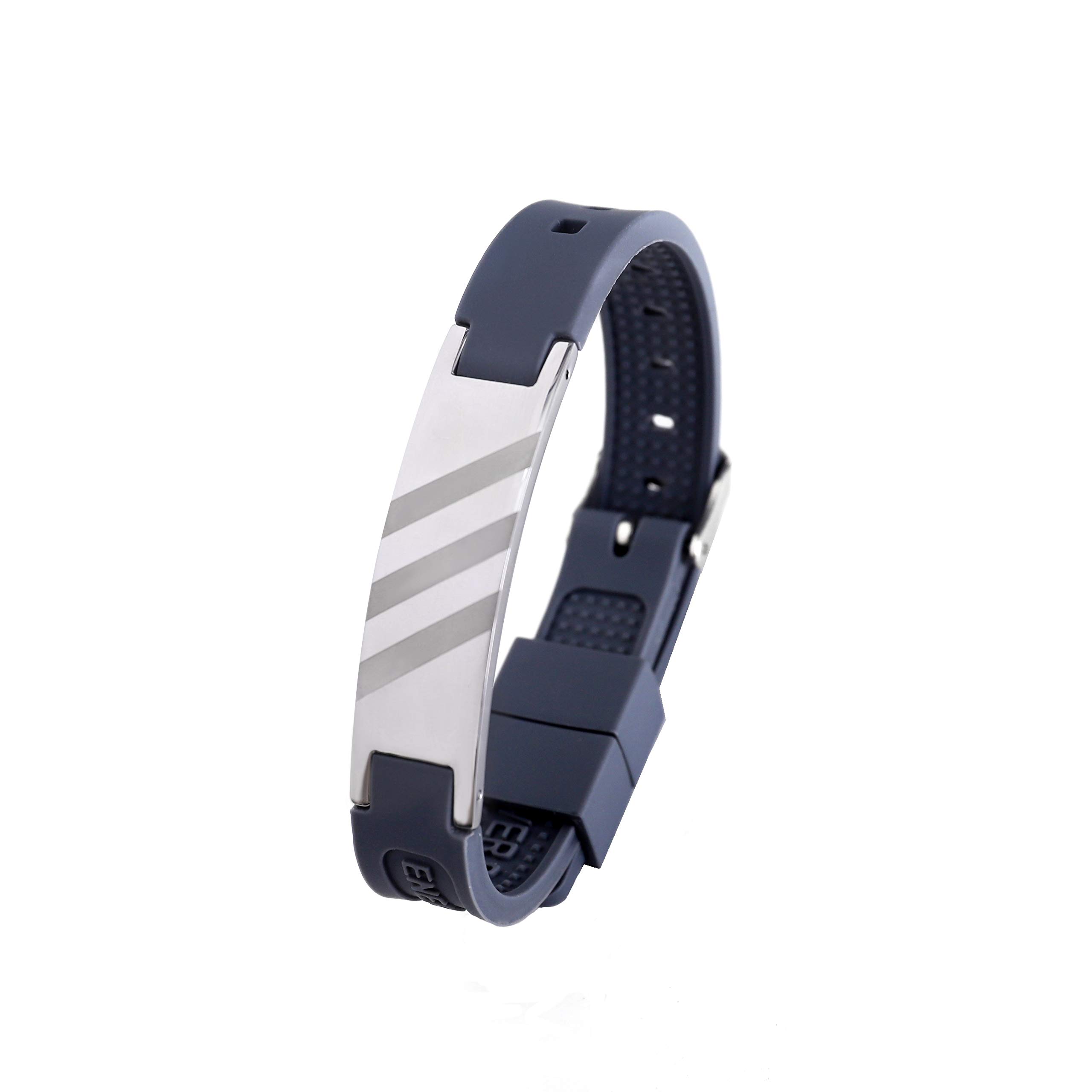 3030 Energy Bracelet Positive Ion Power Band PRO ION Silikon Magnetarmband dunkelgrau 3 Stripes TRINITIX Design Energetix 4you 15-23 cm