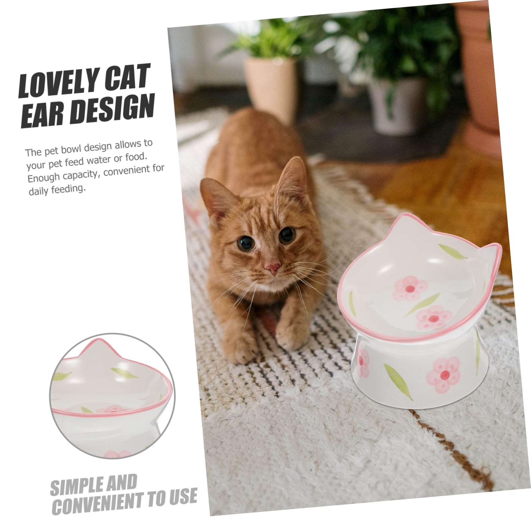 BESPORTBLE 2pezzi Ciotola Rialzata per Gatti in Ceramica Ciotole Elevate per Animali Domestici Mangiatoia per Gatti Protezione per Collo Ciotola per Alimenti Rialzata