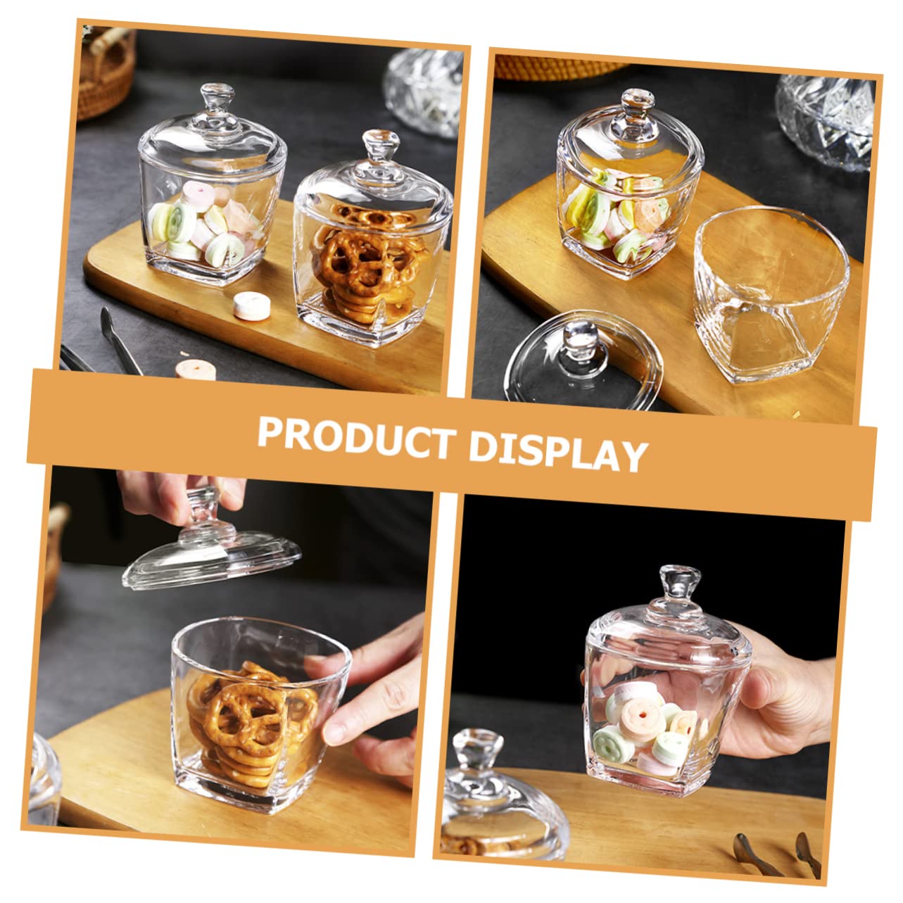 2 Stück Glasgefäße mit Deckel 260ml Klarglasbehälter zum Aufbewahren von Snacks und Keksen Schützt vor Feuchtigkeit und Hält Lebensmittel Trocken