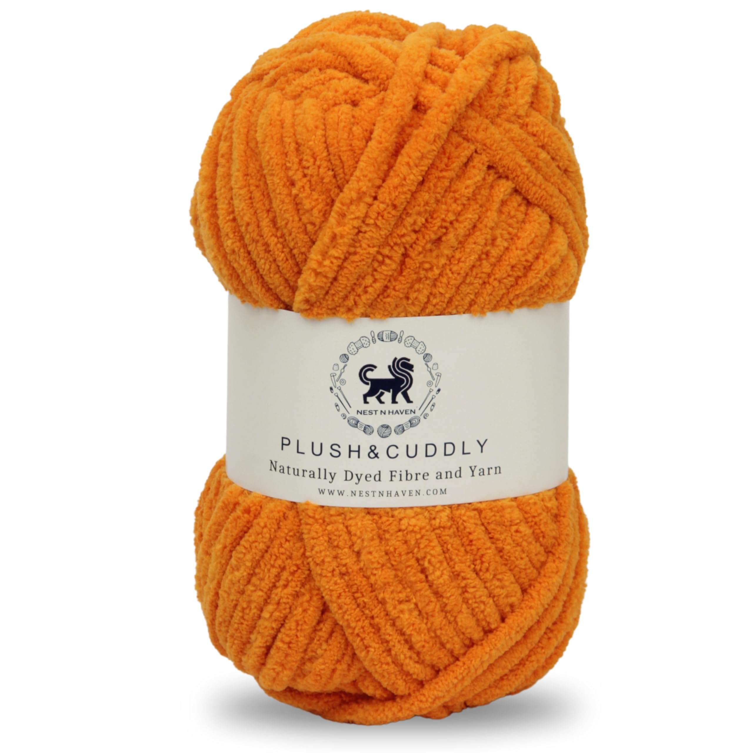 NESTNHAVEN, Wool, Plush & Cuddly, Chenille Yarn Supersoft Hand Knitting Wool Ball, (1 Ball/100 Gram Each) Ball Suitable for Craft, Babywear, Baby Blankets, 5 Bulky, Shade no - NNHB0031 (Orange)