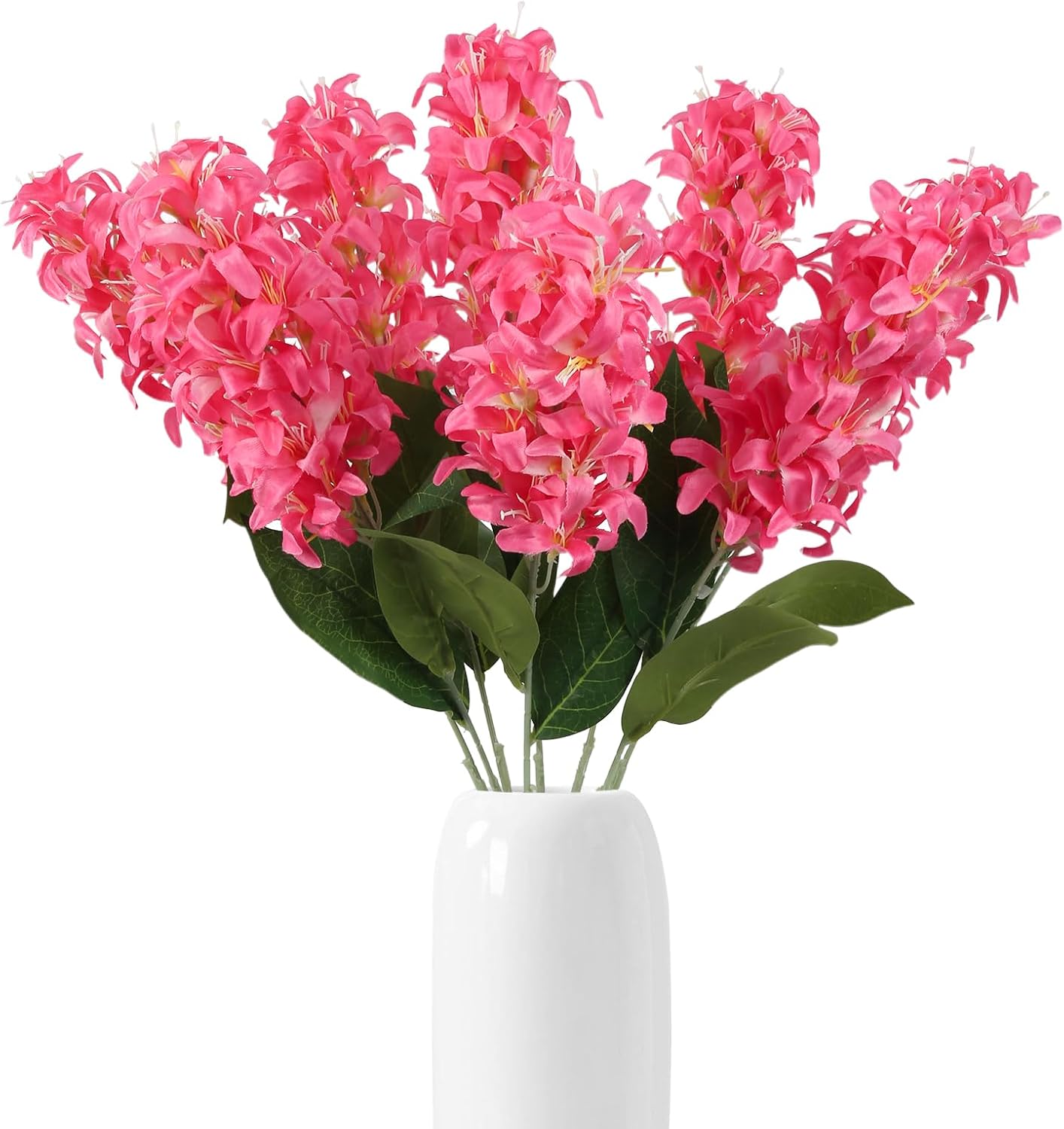 IPOPU 8pcs Hyacinth Artificial Flowers 25.5 in Long Stem Delphinium Flowers Silk Snapdragon Fake Flowers for Table Centerpieces Home Wedding Party Decoration (Hot Pink)