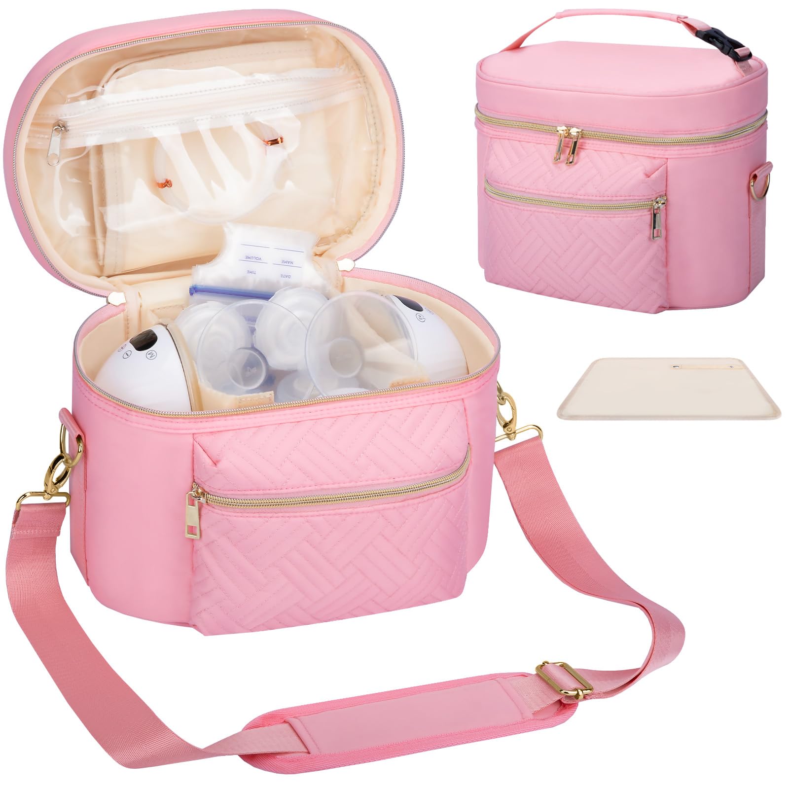 GDNasist Wearable Breast Pump Bag Compatible with Willow/Elvie/Medela/Momcozy, Portable Pumps Carrying Case for Nursing & Working Moms, Pumping Bag