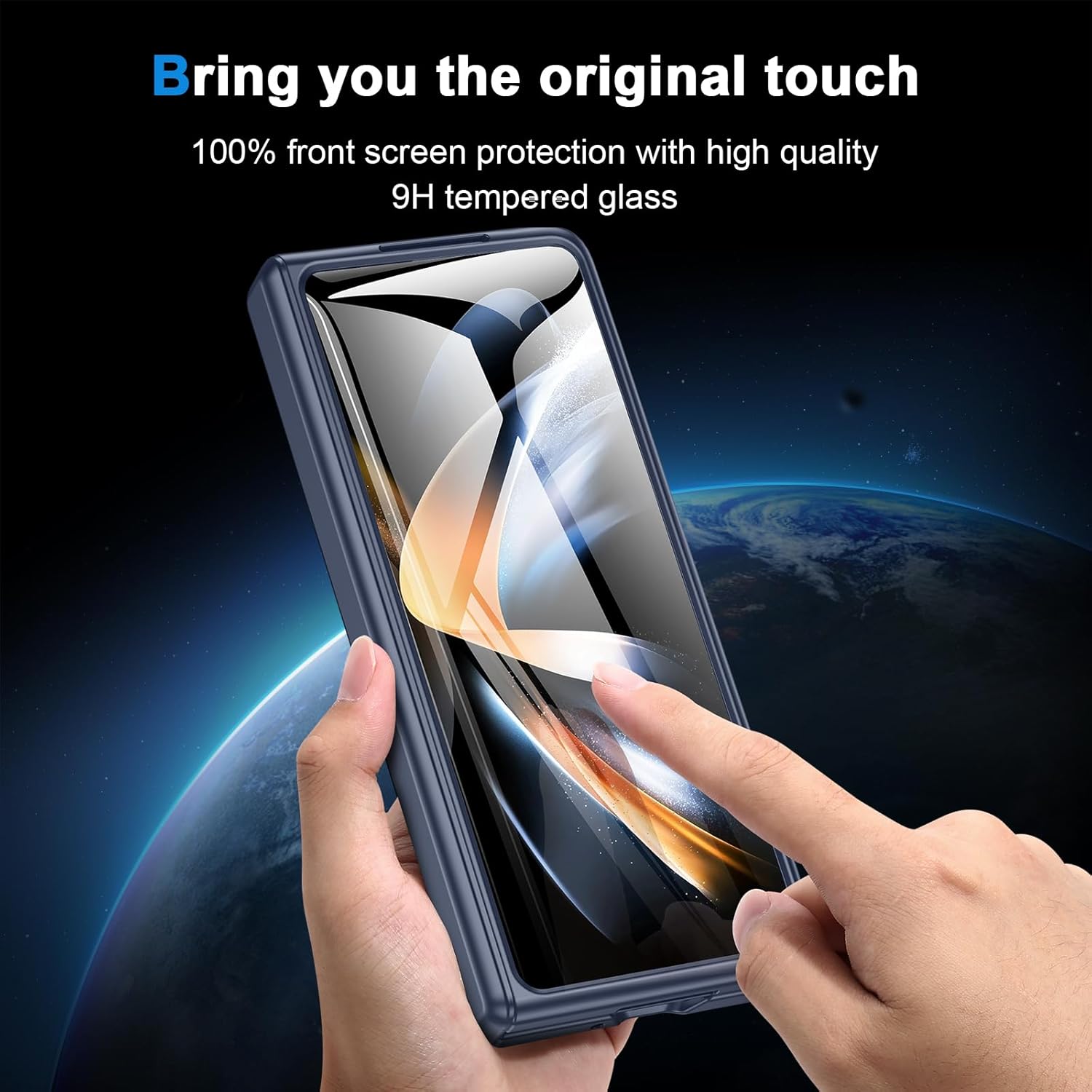 for Samsung Fold 4 Case: [Built-in Kickstand] [Full Hinge Protection] Galaxy z Fold 4 case with Built-in Screen Protector - Slim Protective Phone case with Armor Design (Blue) thumbnail