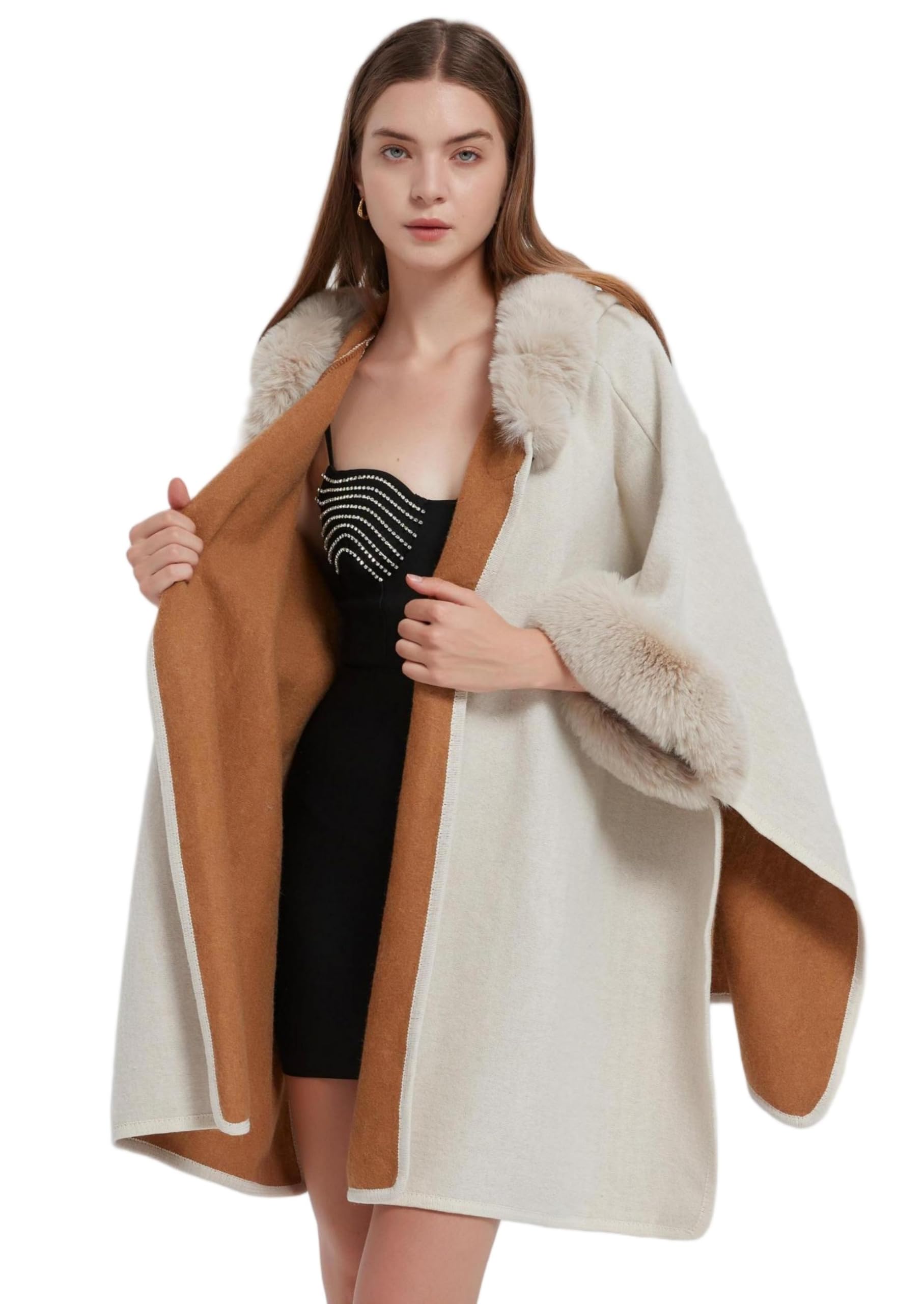 Women's Cardigan Shawl Cape Cloak Winter Warm Hoodie Cardigan Coat