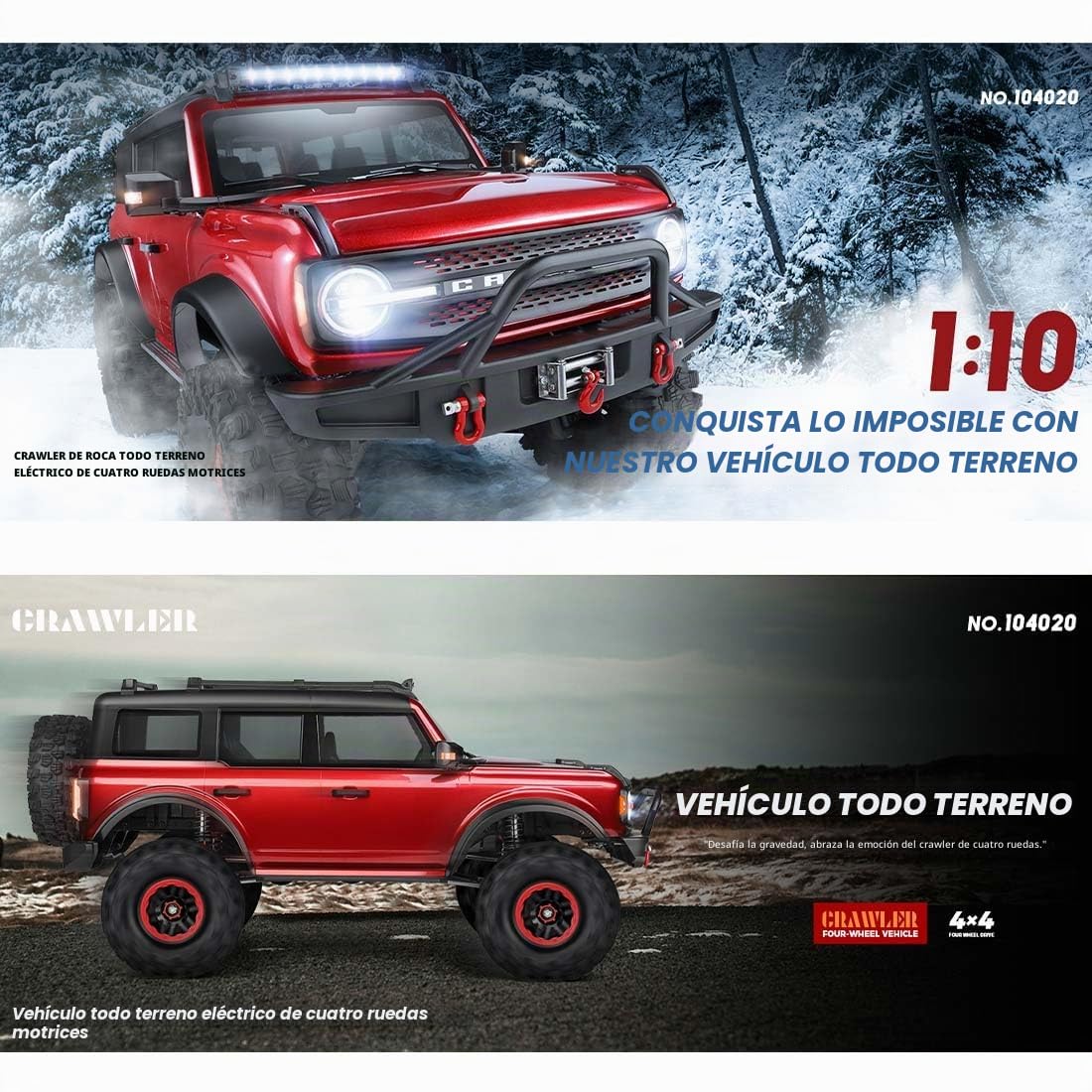 RC Draft Crawlers, escala 1/10 2.4G 4WD RC Off-Road Car sin cabrestante, alta velocidad 11 km/h y baja velocidad 3 km/h, regalo de coche de hobby para adultos (versión RTR / gris metálico)
