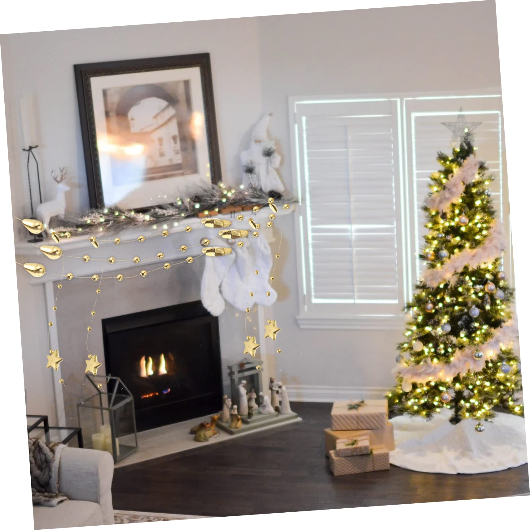 VILLCASE Pentagramm-perlenkette Strassperlen Weihnachtsbänder Zum Basteln Weihnachtsperlenbesatz Hochzeitsperlenkette Weihnachtsgeschenkverpackungsband Strumpffüller Acryl Golden