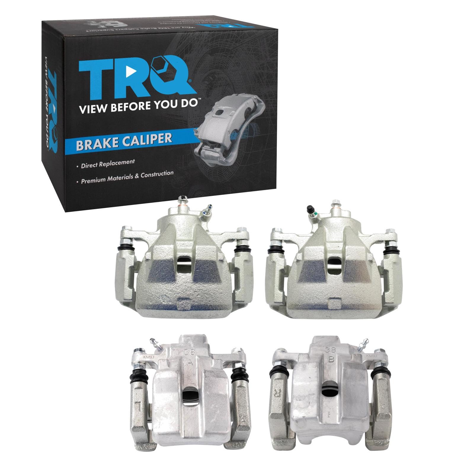 TRQ Front and Rear Brake Caliper Set Zinc Coated Brackets Compatible with 2013-2015 Toyota Avalon 2012-2017 Camry