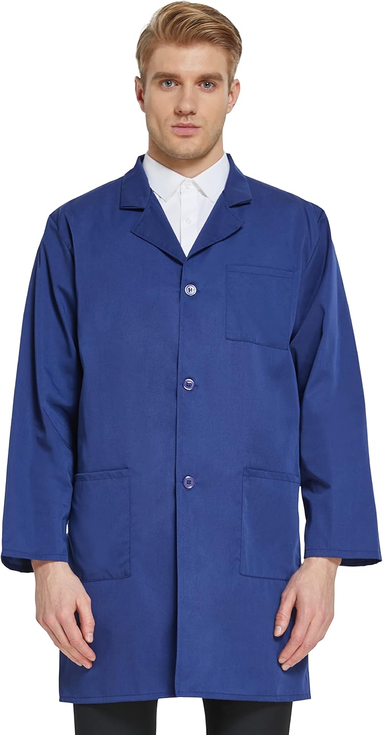 VOGRYE Professional Lab Coat for Men Women Long Sleeve, White, Unisex - Image 5