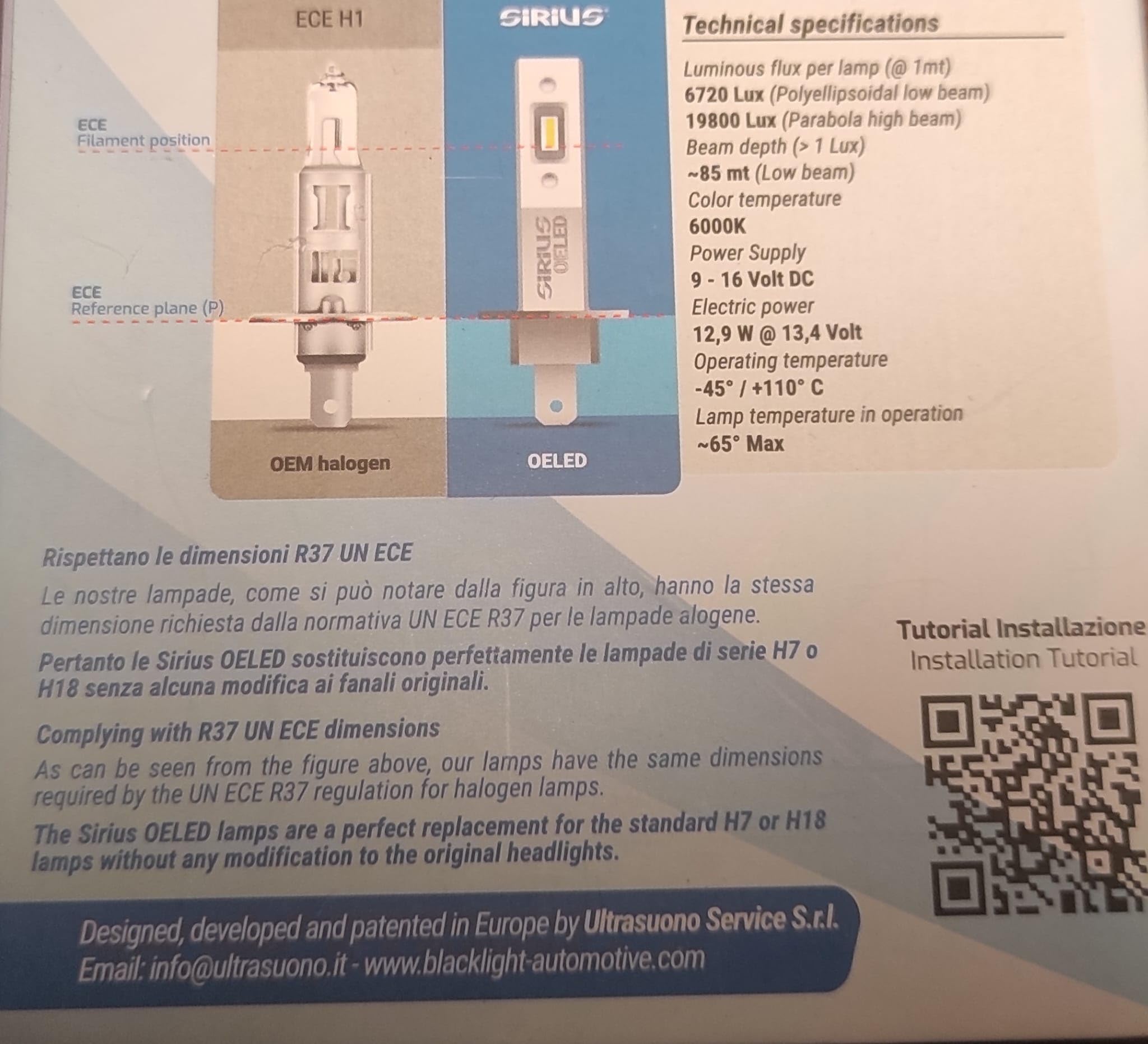 Sirius-Lampade LED di profondità modello H1 con chip HLG -19800Lux-9-16V