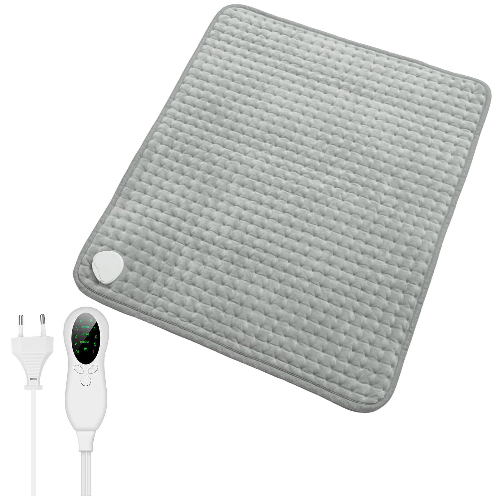 Cyfie - Cojín térmico (50 x 60 cm, 10 niveles, con controlador, y cojín eléctrico rápido para espalda, cuello, hombros, longitud del cable 250 cm