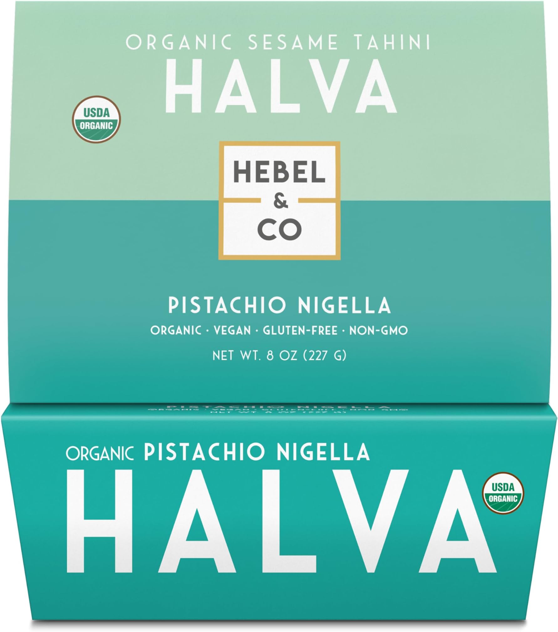 HEBEL & CO Pistachio Nigella Halva - 8 oz | Certified USDA Organic, Gluten Free, Kosher & Vegan