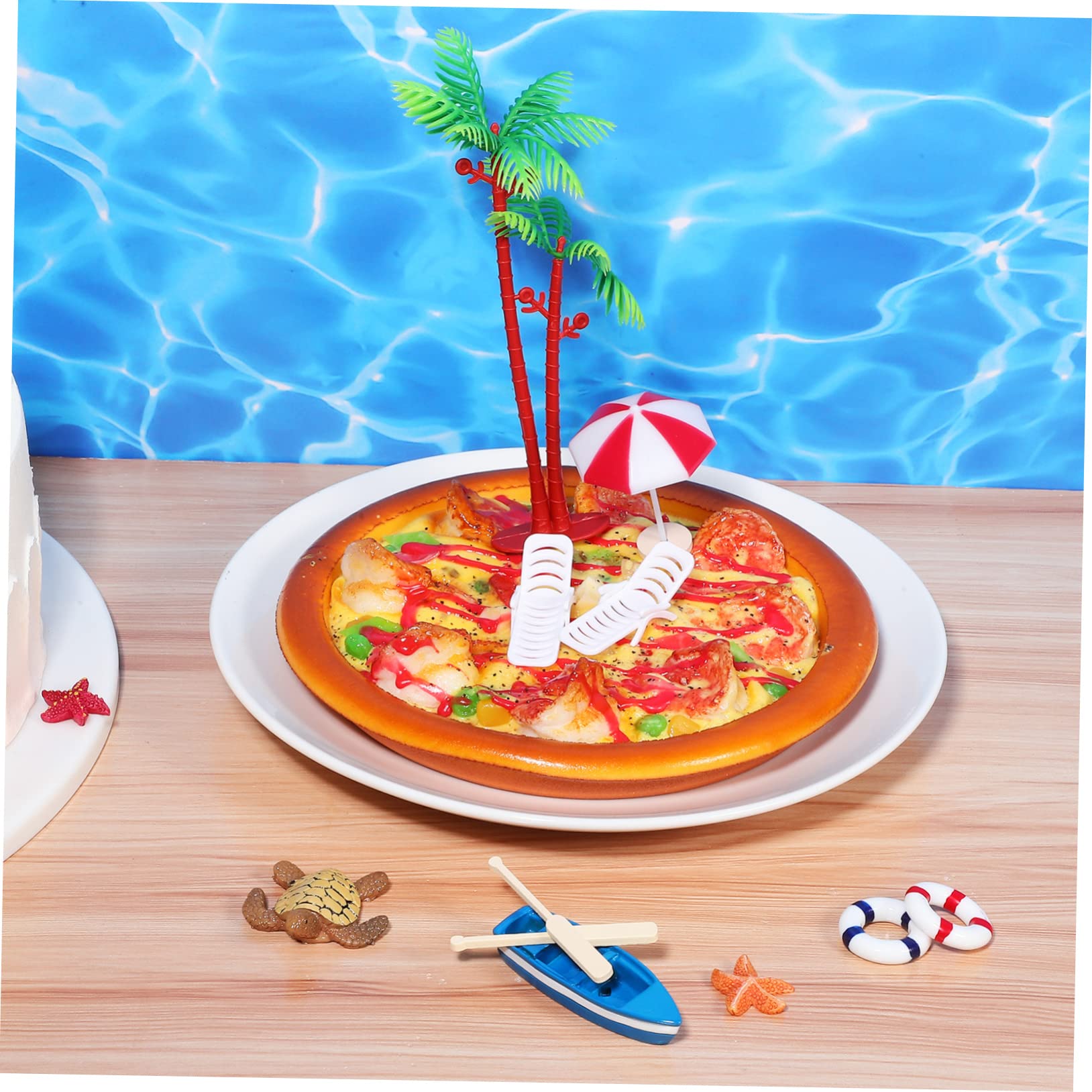 4 Sätze Kuchendekorationsverzierungen Sommerdeko Schwimmleine Cake Decoration Hochzeit Einrichtung Mit Strandmotiven Baum Partykuchendekorationen Kuchenverzierung Glas 10 Stück * 4