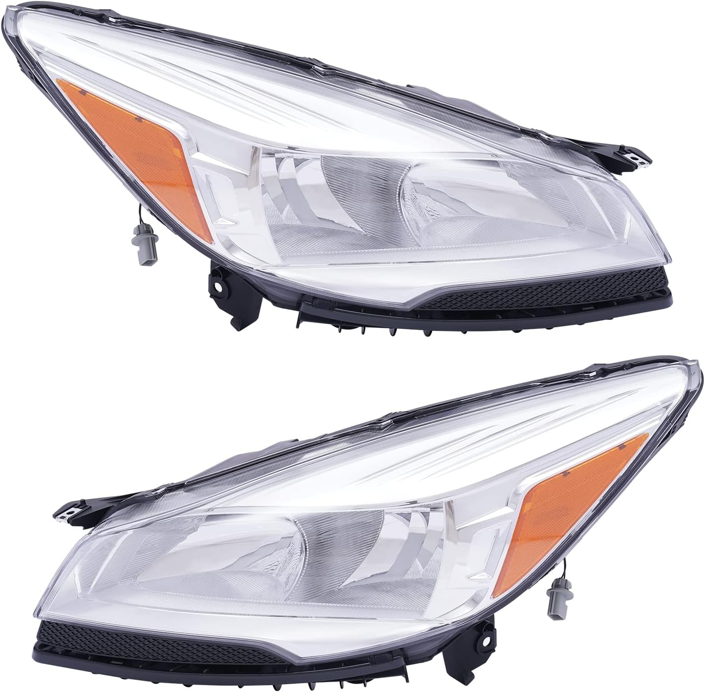 Front Halogen Headlight Left+Right Side for 2013-2016 Ford Escape Projector Driver & Passenger Head Lights Direct Replacement Headlamps Assy Set Assembly
