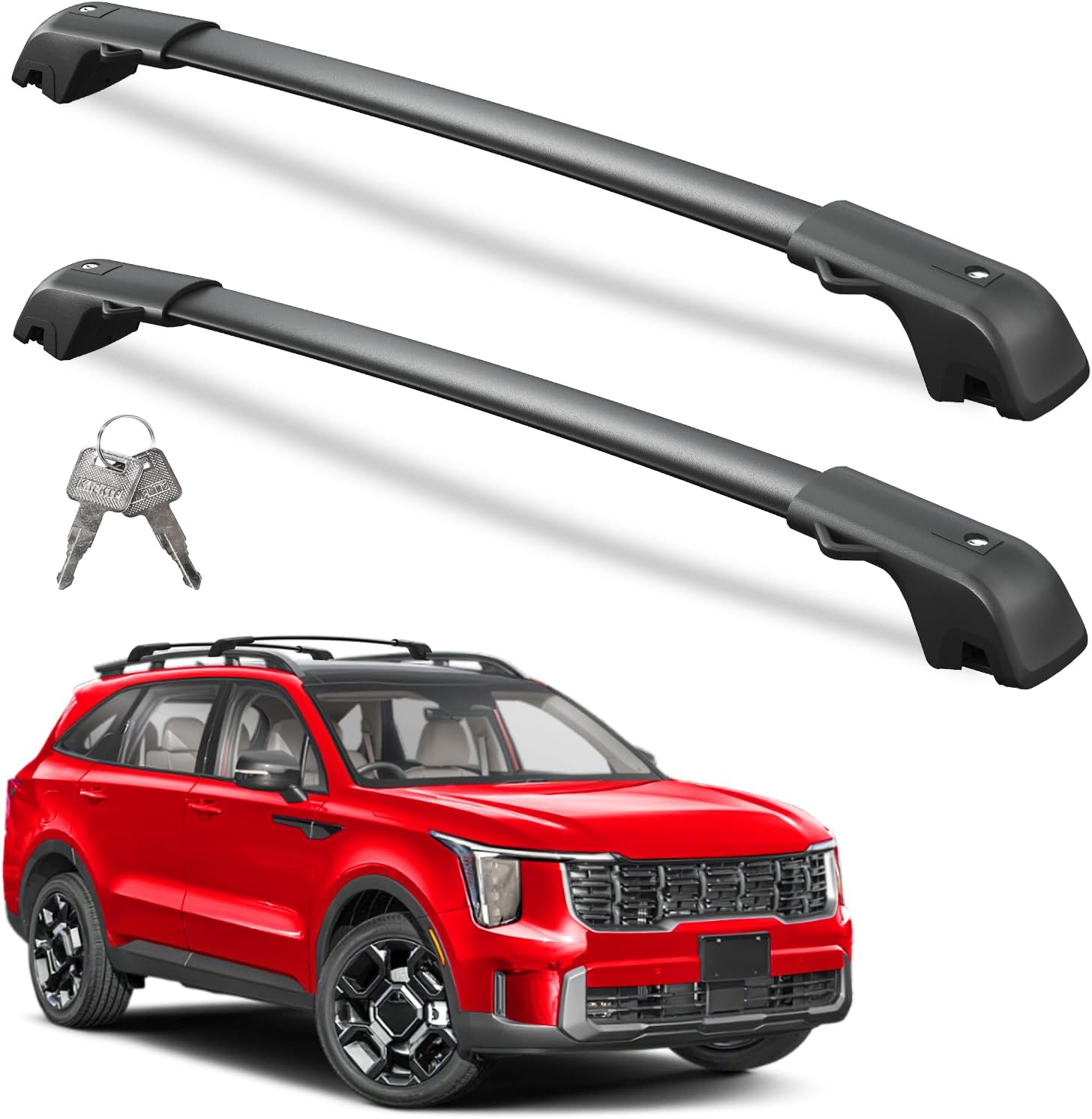 300lbs Lockable Roof Rack Cross Bars Compatible with Kia Sorento X-Line & X-Pro 2021 2022 2023 2024 2025 (with Raised Rails,Not Flushed Rails), Crossbars Rooftop Cargo Carrier Luggage Compatible with Kia Sorento X-Line 2021-2025