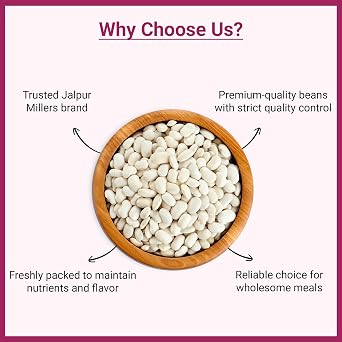 JALPUR MILLERS Butter Beans 1kg – Premium Dried Butter Beans Packed with Plant-Based Protein, Fibre & Iron – Low Fat & Nutrient-Rich – Perfect for Hearty Soups, Stews, Salads & healthy Cooking