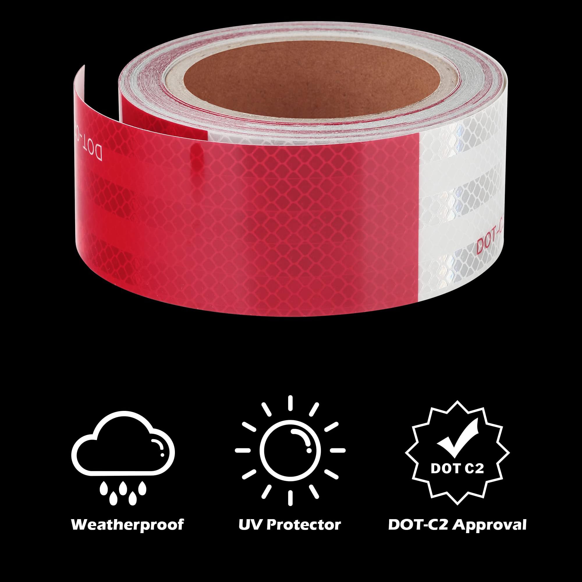MACHSWON Flexible Waterproof Intense Reflector Tape for Trailer Truck Car 2” x 33 Ft DOT C2 High Visibility Safety Tape Reflective - Image 4