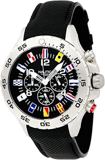 Nautica Men's N16553G Stainless Steel Watch with Black Band