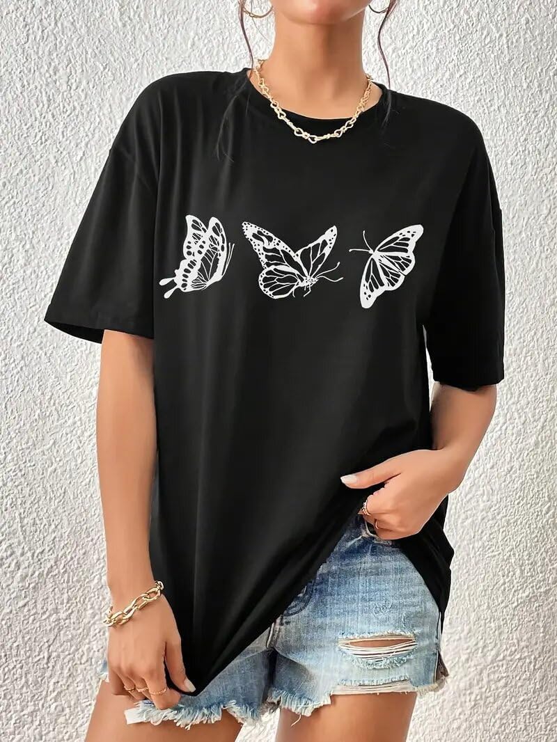 Womens Oversized Graphic Tees Y2k Cute Summer Tops for Teens Girls Vintage Baggy T Shirts