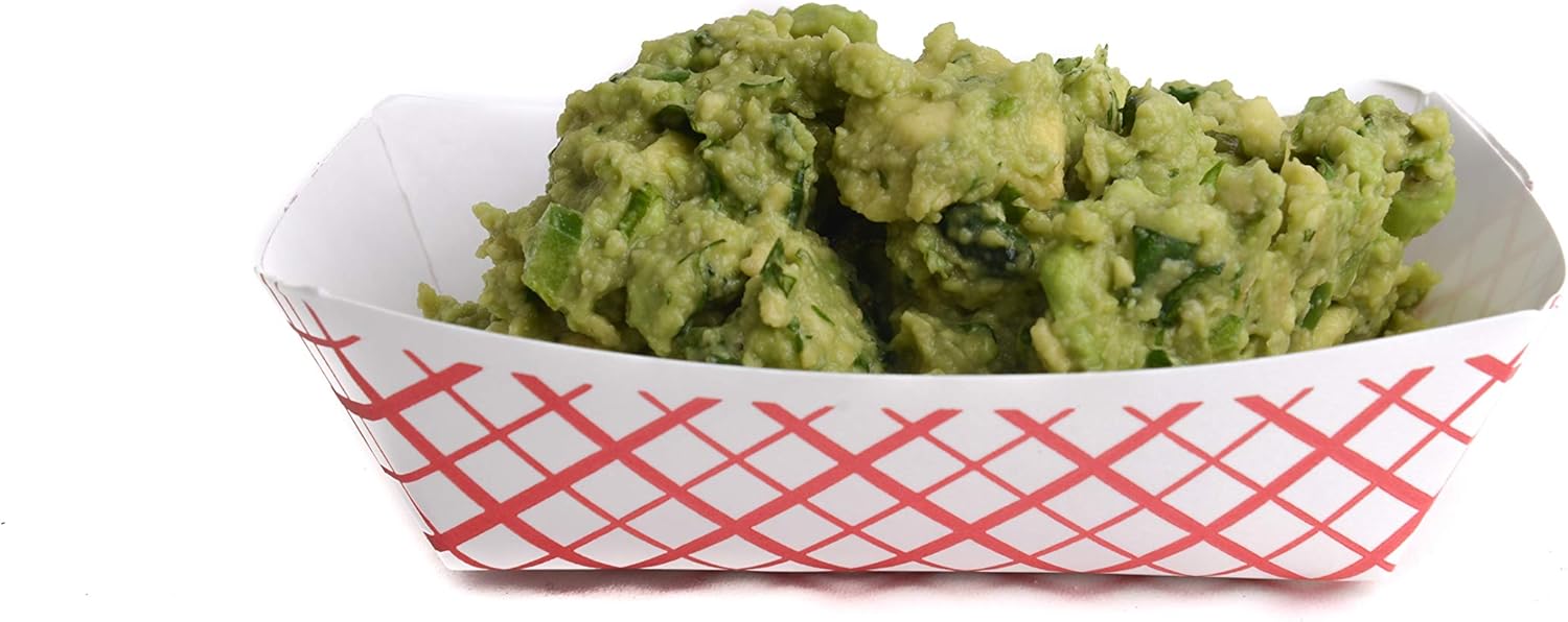 600ct Heavy Duty Disposable Paper Food Tray (1 LB) - Red Check Food Tray, USA MADE, Recyclable, Biodegradable, Compostable, Great for Picnics, Carnivals, Party, Camping, BBQ, Restaurants, Fries