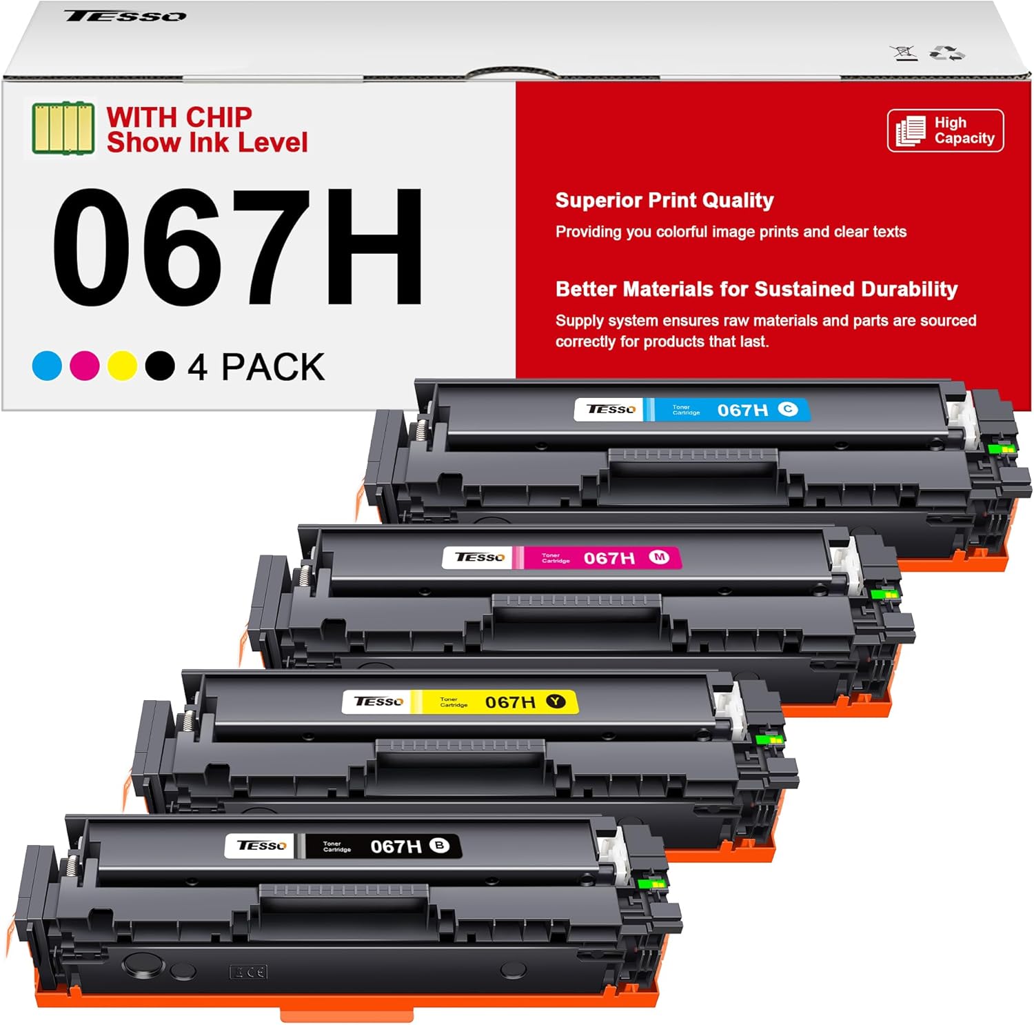 067H Toner Cartridge Compatible for Canon 067 Toner Cartridge Set - Work for Canon MF656Cdw Toner Cartridges MF650C MF654Cdw LBP632Cdw MF653Cdw Printer | High Yield for Canon 067H 067 Toner 4 Pack