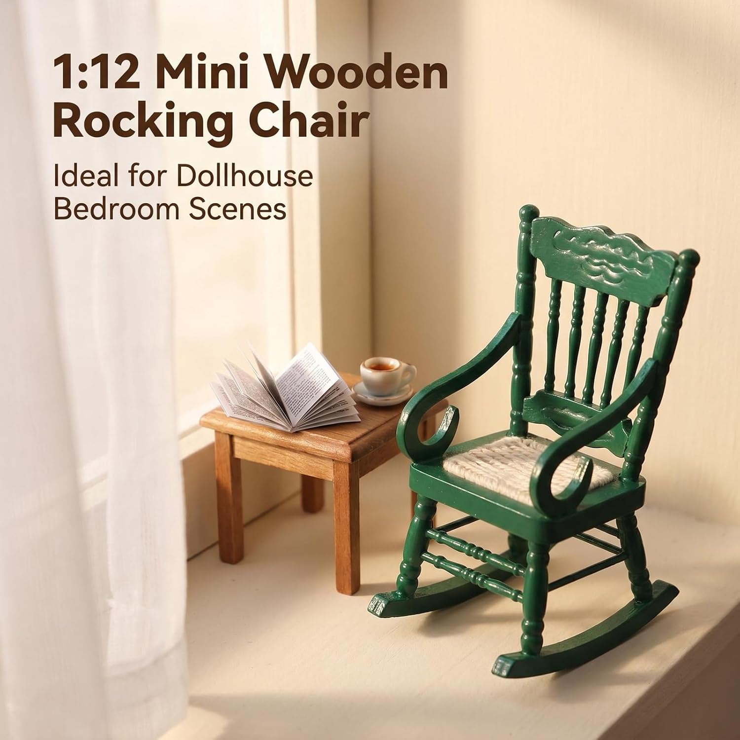 Dollhouse Furniture 1 12 Scale Rocking Chair Miniature Wooden Accessories image 2