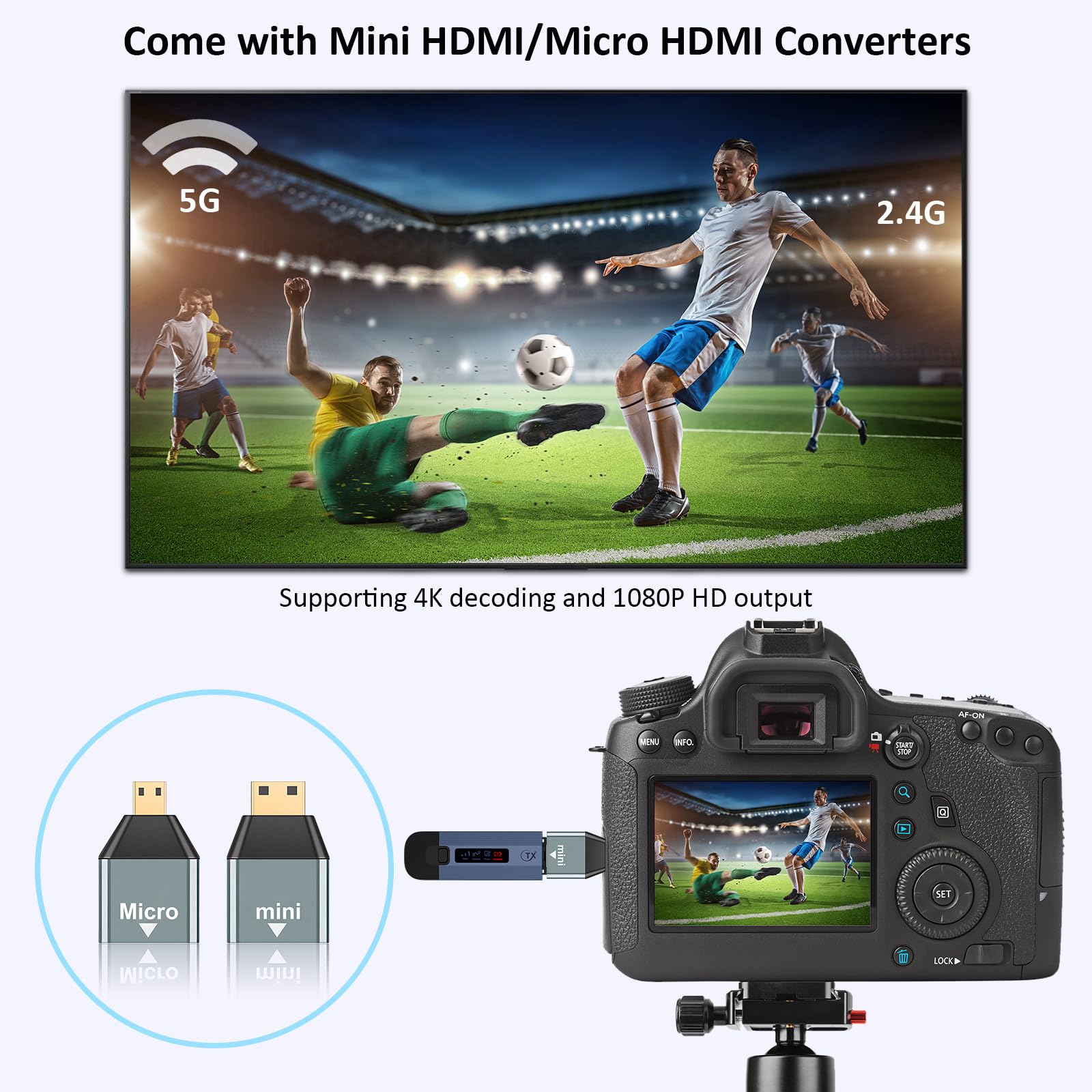 Bezprzewodowy nadajnik i odbiornik HDMI 4K, Plug & Play, przenośny, bezprzewodowy przedłużacz HDMI, metalowa obudowa z ekranem LED, bezprzewodowy transmiter HDMI i odbiornik, strumieniowe przesyłanie