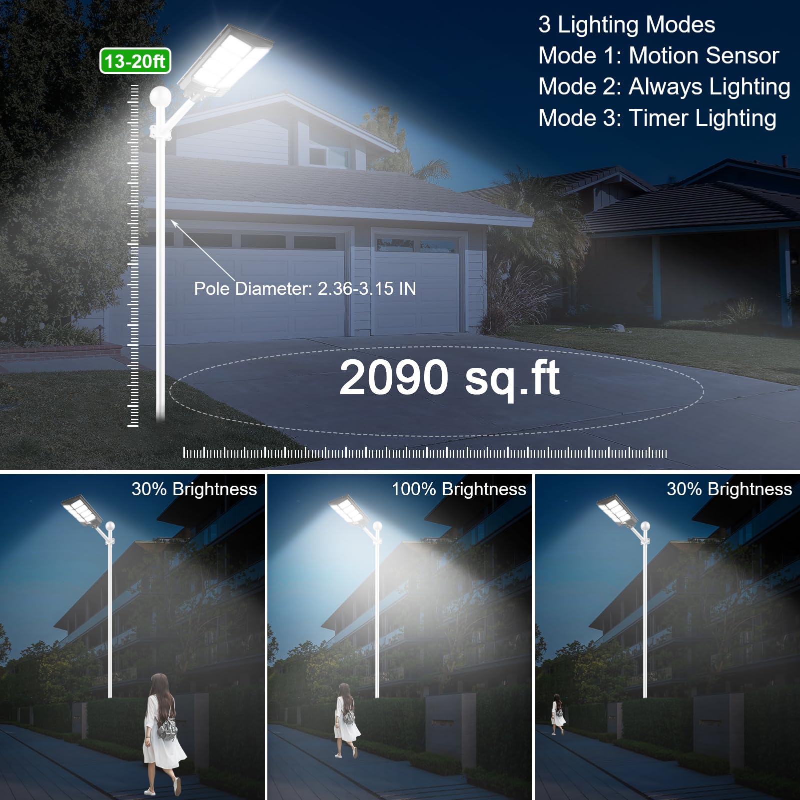 eYotto 800W Solar Street Light Outdoor 35000LM, IP65 Waterproof 640 ...