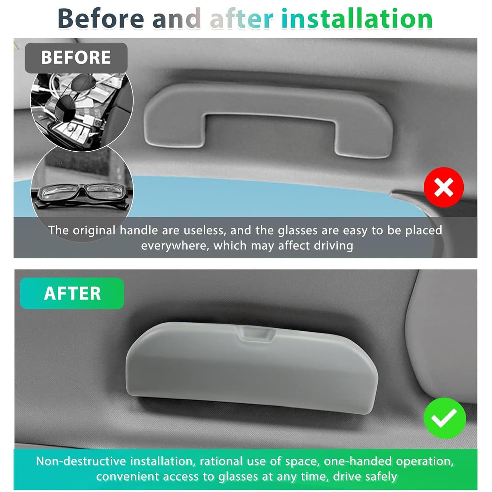 Porte Lunettes Pare Soleil Voiture pour Hondα Vezel 2016-2022, Support Étuis Lunettes Organiseur BoîTe Rangement Arrimage ABS Multifonction Accessoires Intérieurs,B/Grey