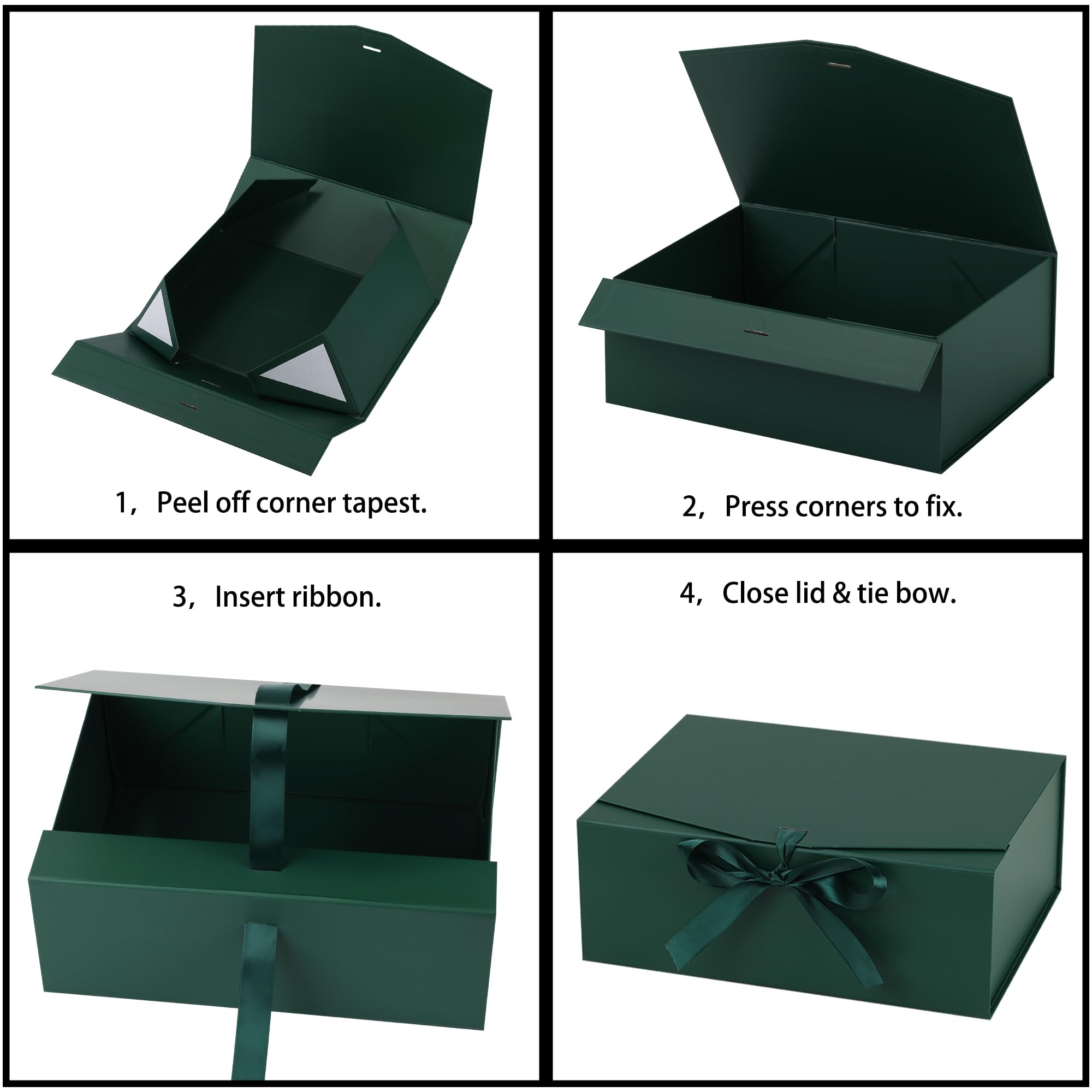 STOBOCTER Gift Box,8x8x4 Gift Boxes with Lids for Presents,Green Magnetic Gift Box for Wrapping,Birthday, Wedding, Bridesmaid Proposal, Christmas,Includes Ribbon,Card