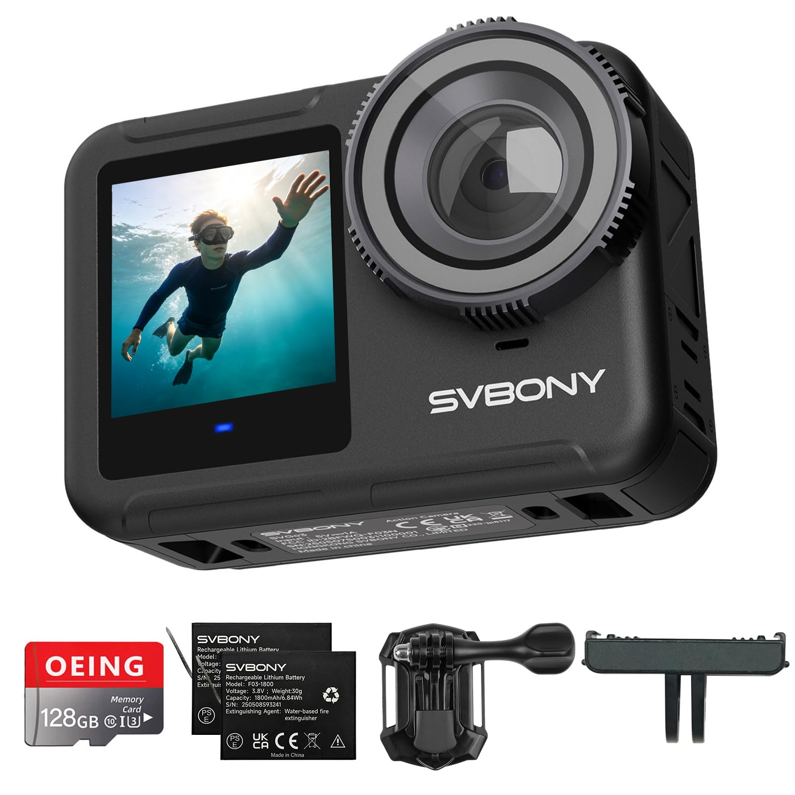 SVBONY SVGo3 4K60FPS Underwater Camera Combo with 128GB U3 SD Card
