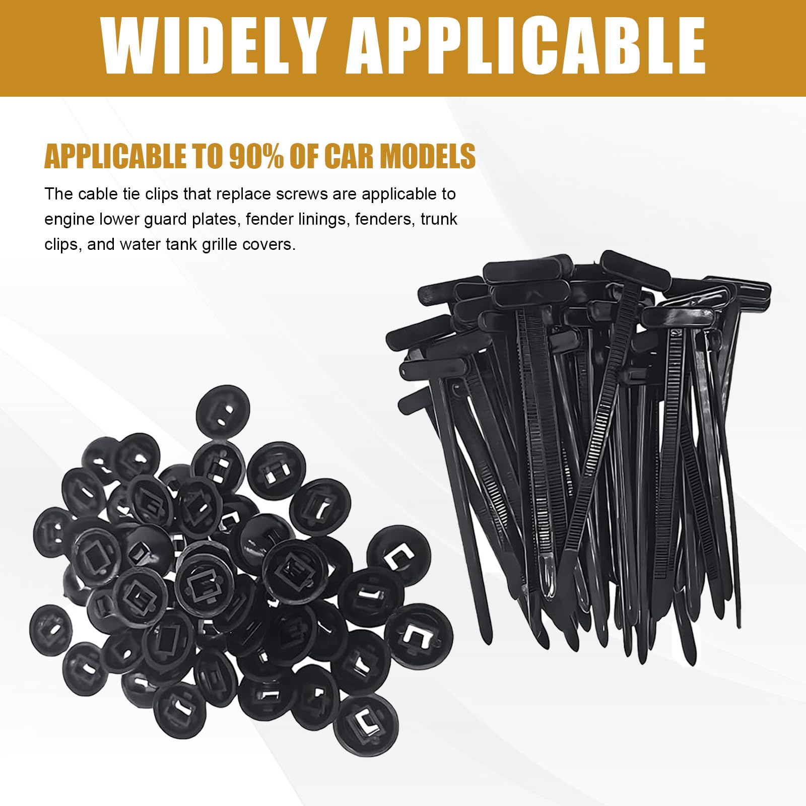 100 PCS Nylon Universal Cable Tie Buckle, Heavy Duty Self-Locking Nylon Zip Ties Holder, Automotive Zip Ties - Image 3