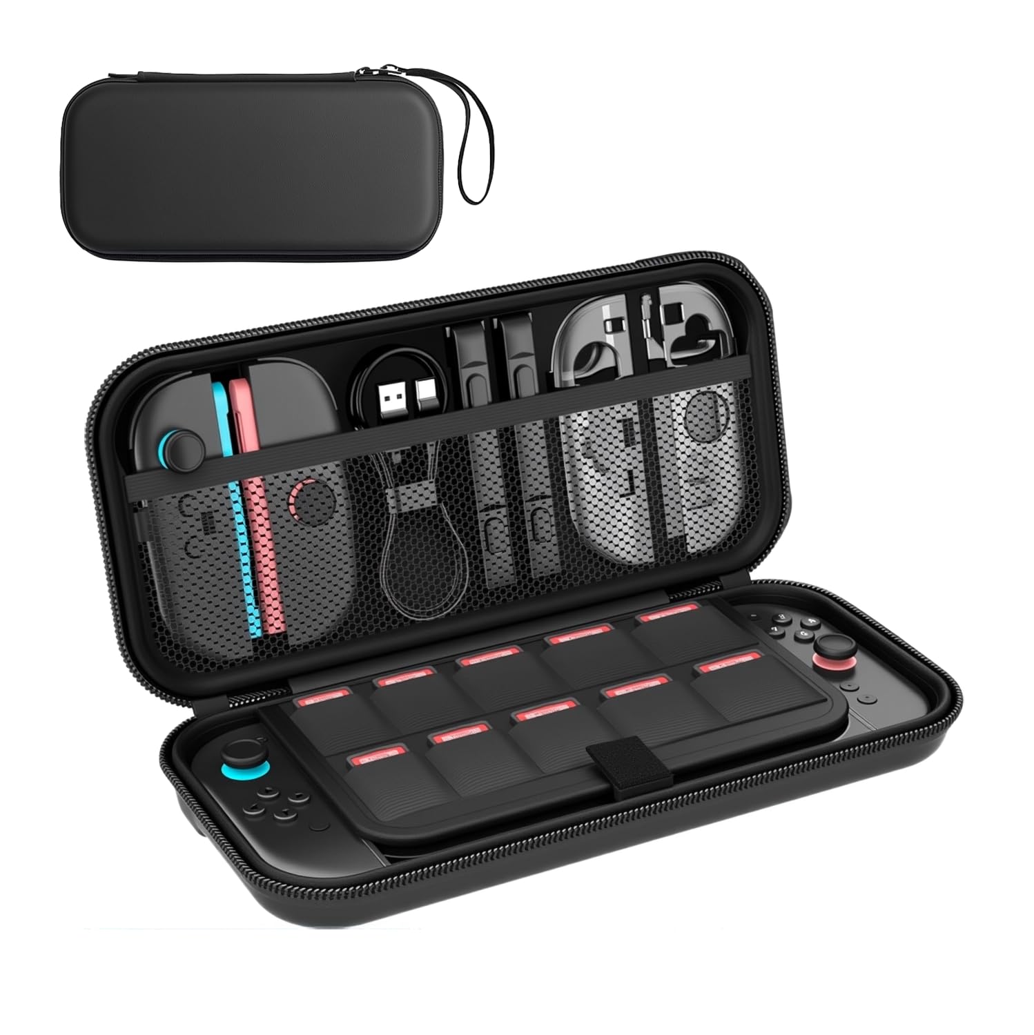 DUMVOIN Large Capacity Carrying Case for Nintendo Switch 2, Hard Protective Shell for Switch Console and Accessories with 10 Game Cartridges Bag, Portable for Travel Case (Black)