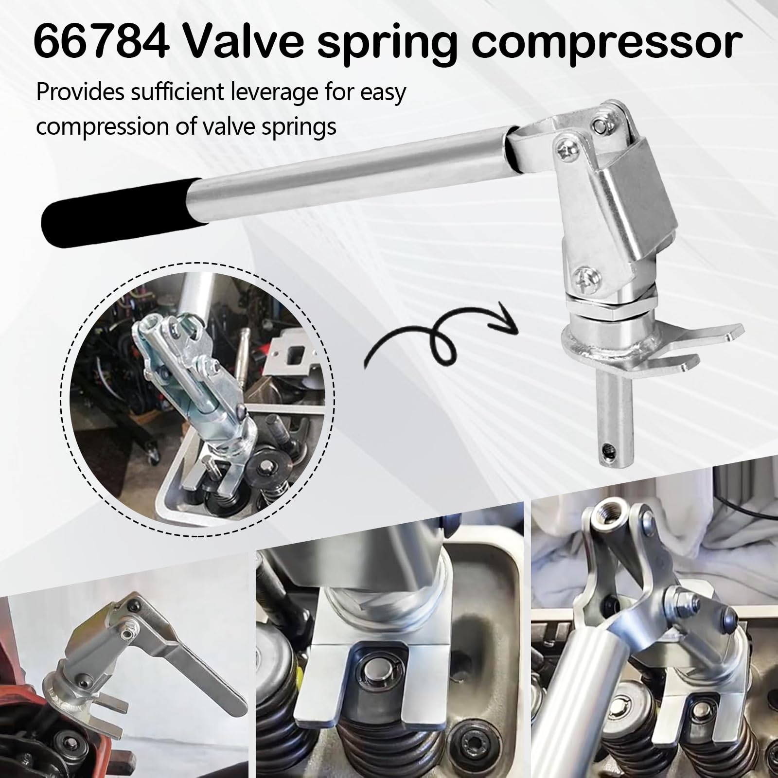 Herramienta Compresora De Resortes De Válvula, 66784, para Montaje De Pernos De Motor Compatible con Pernos De Balancín De 3/8" Y 7/16" Instalación Y Extracción De Resortes De Válvula