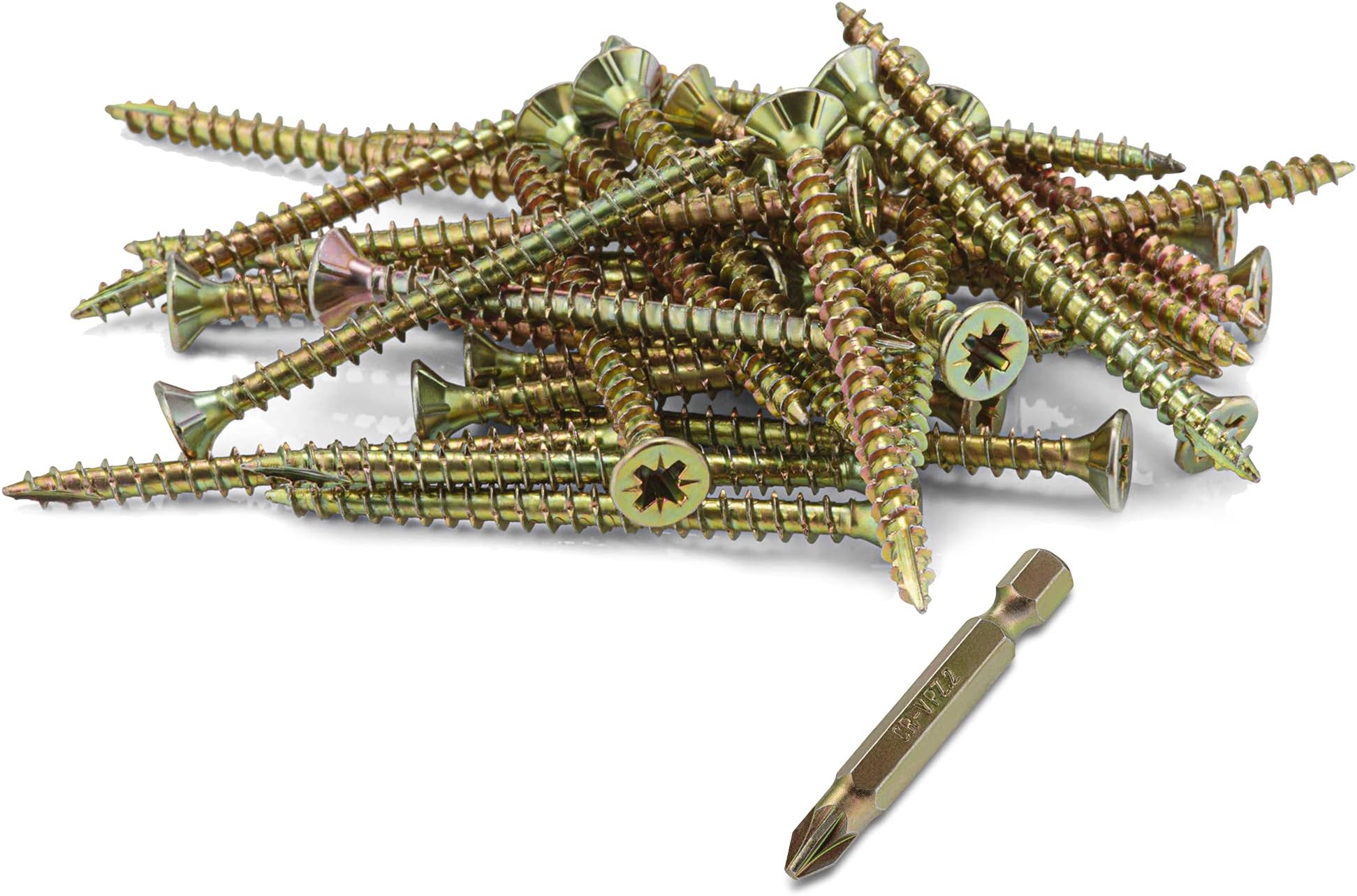 SEQUAL® Box of 100 High Performance Multi Use Wood Screws Super Drive Professional and Home Use with Free Bit (4 x 70mm)