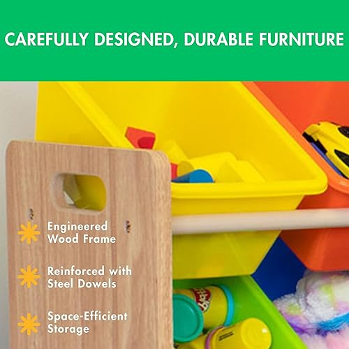 Miniatura 6 de Humble Crew - Organizador de almacenamiento de juguetes para niños, color naturalneón multicolor