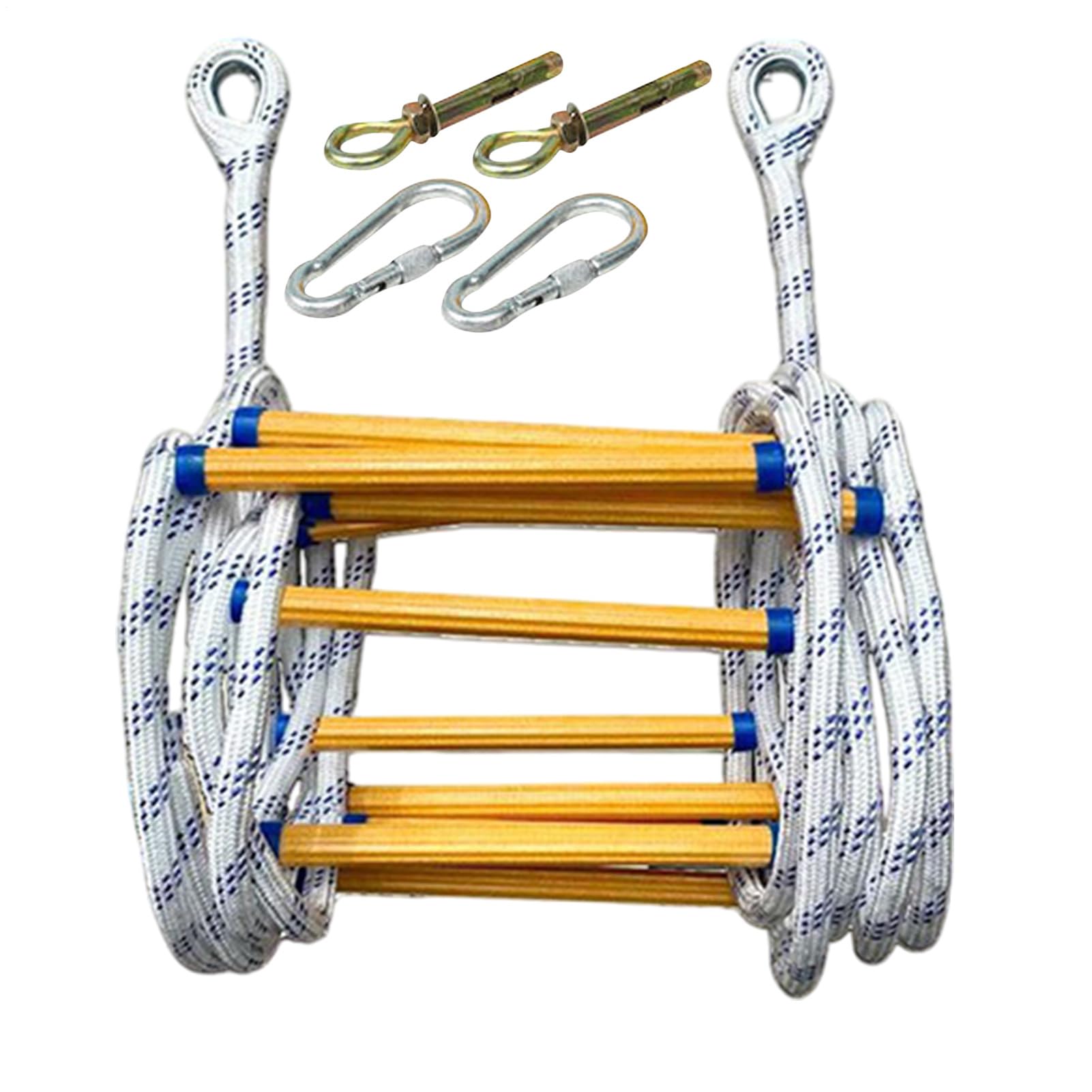 Échelle à Corde de Secours, 3 M Échelle de Corde de Bateau, Échelles de Cordes d'évacuation d'urgence avec 2 Crochet, pour Balcon et -Corps, voilier,Kayak, Canoë-Kayak, cCapacité de Charge 300kg