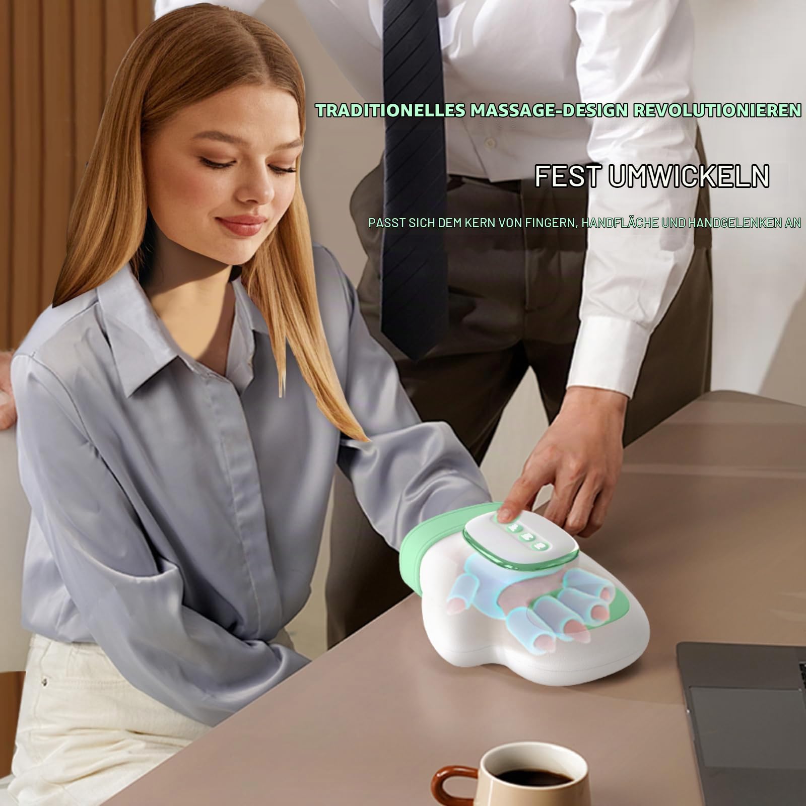 Handmassagegerät mit Wärmefunktion, Elektrische Handmassage, Massager Schmerzlinderung für Finger, Handmassagegerät zur Entspannung von Händen und Handgelenken, Geschenke für Damen Herren